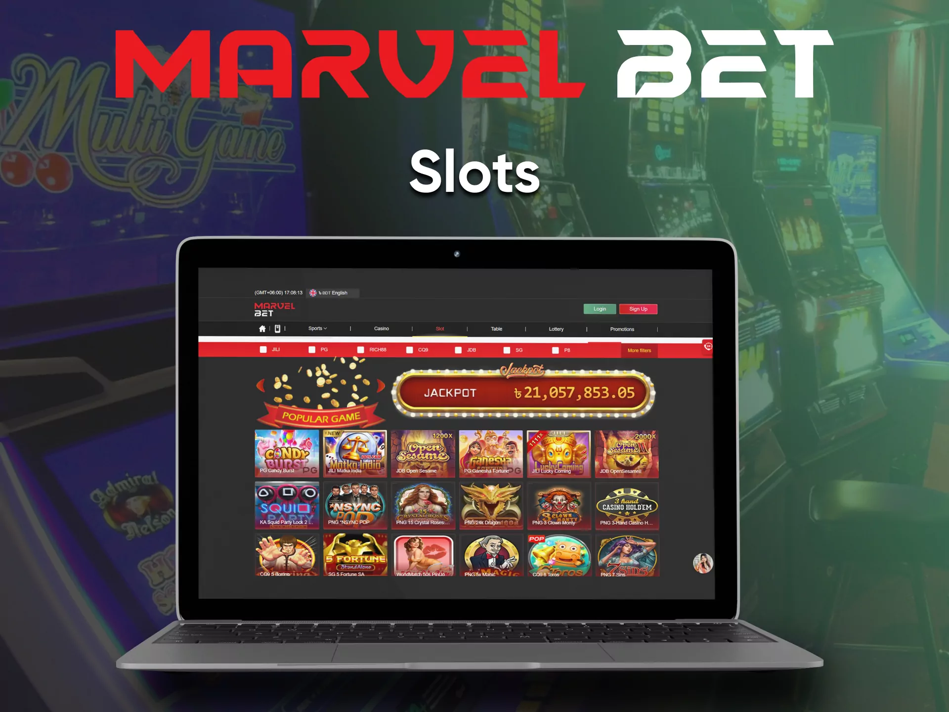 To play slots from Marvelbet, visit the Casino section.