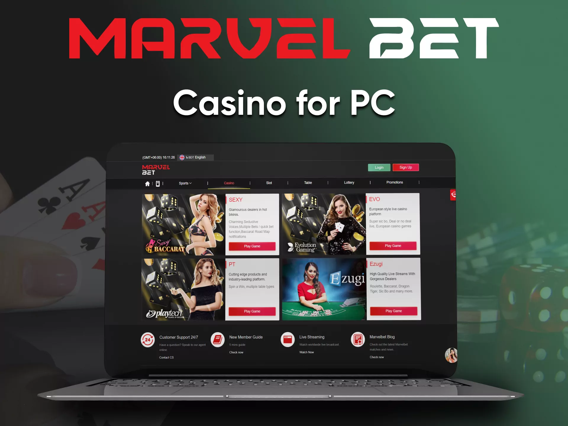 Visit the casino site from Marvelbet.