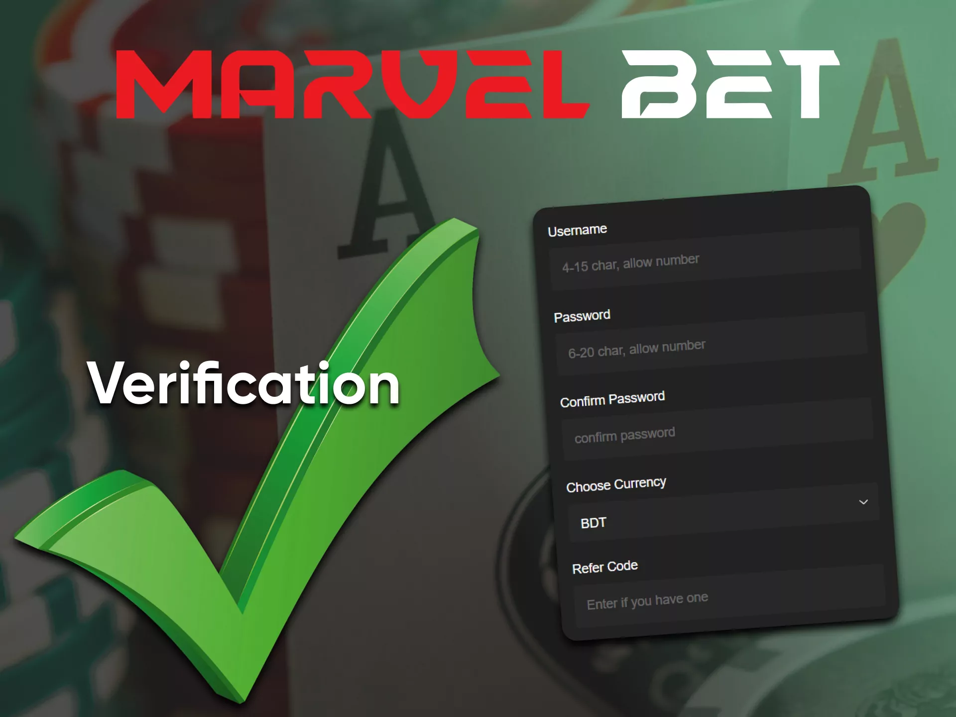 Enter your details for games at the casino from Marvelbet.