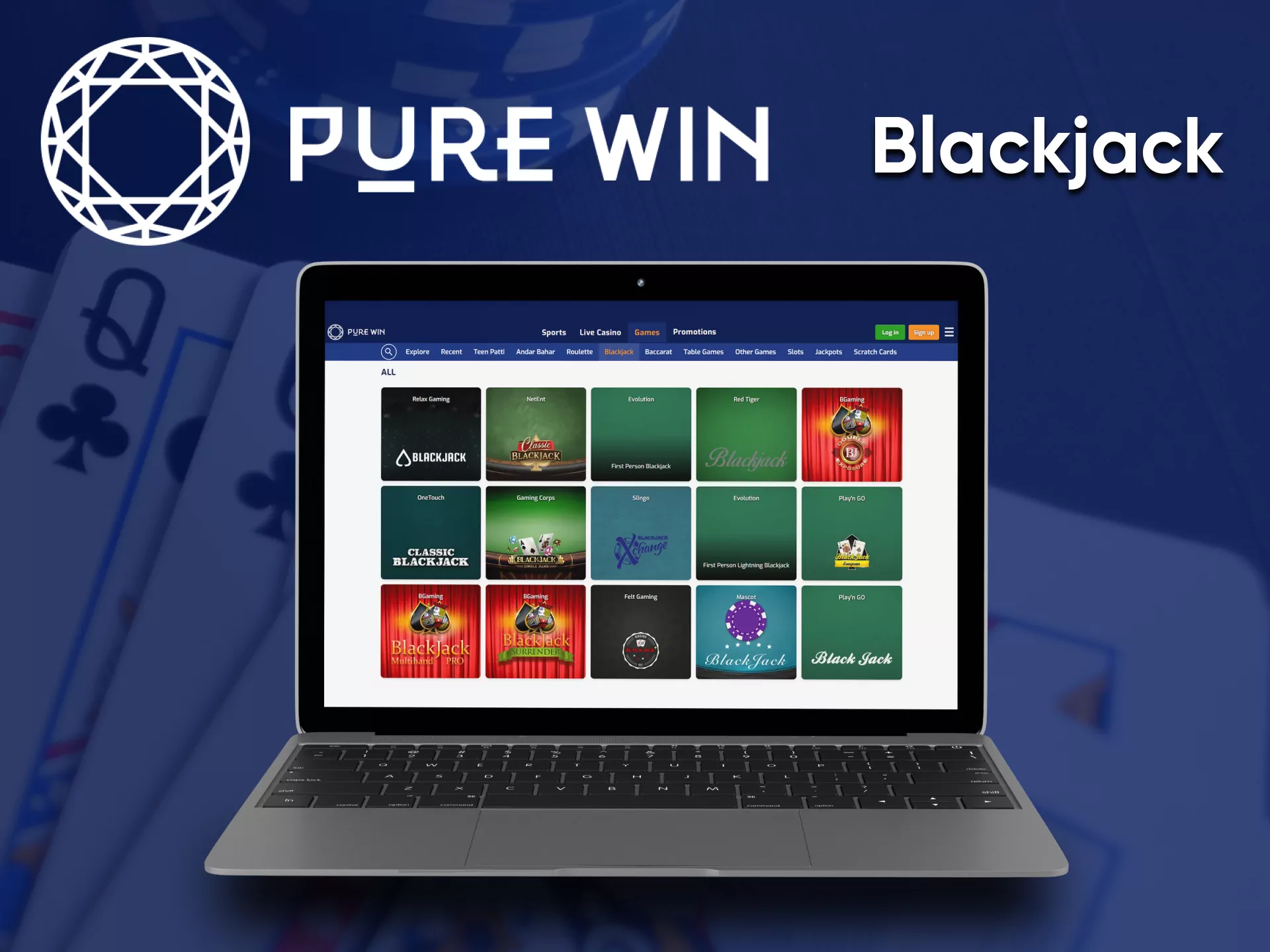 Choose a section with BlackJack from Pure Win.