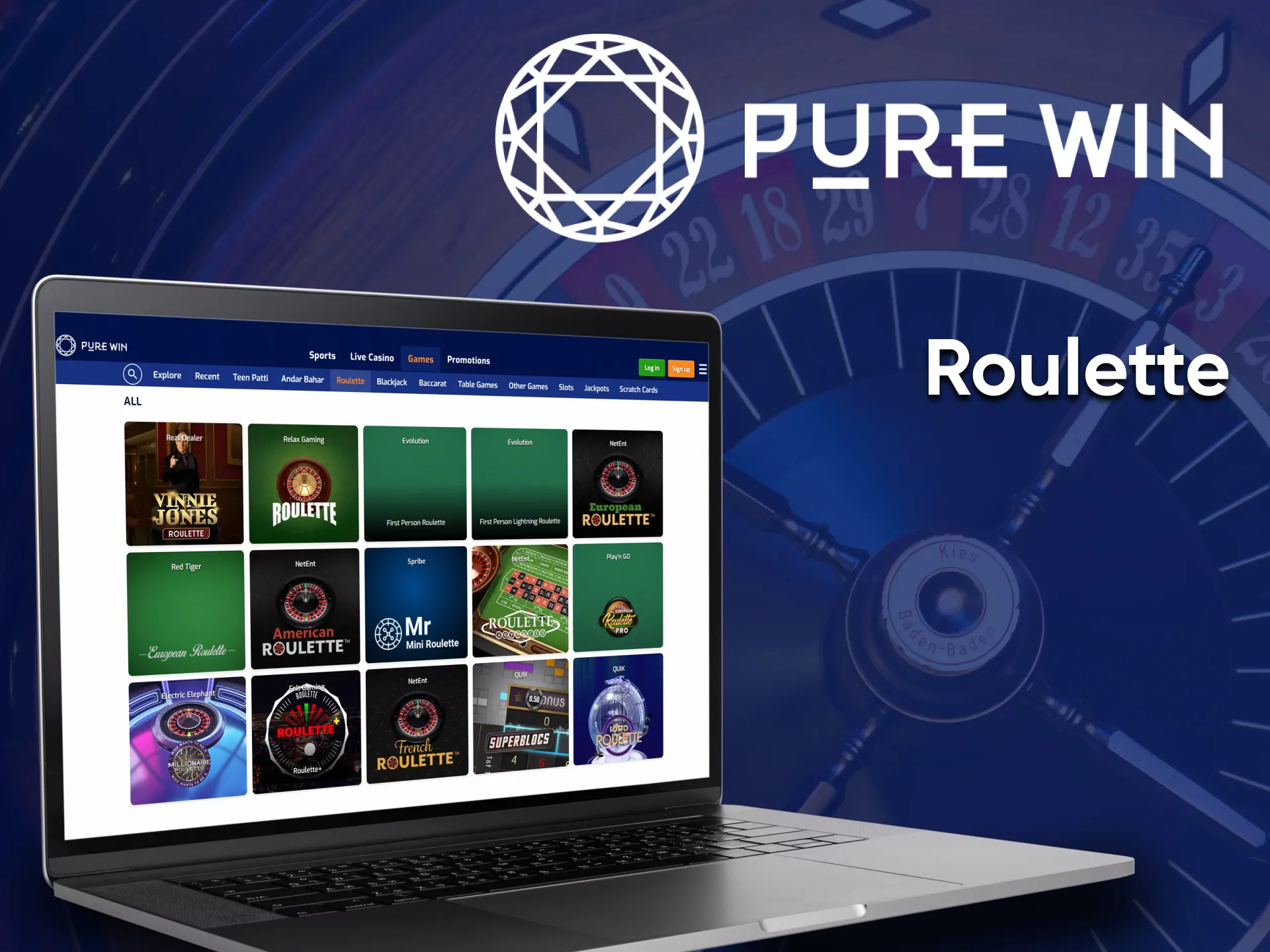 Choose a section with Roulette from Pure Win.