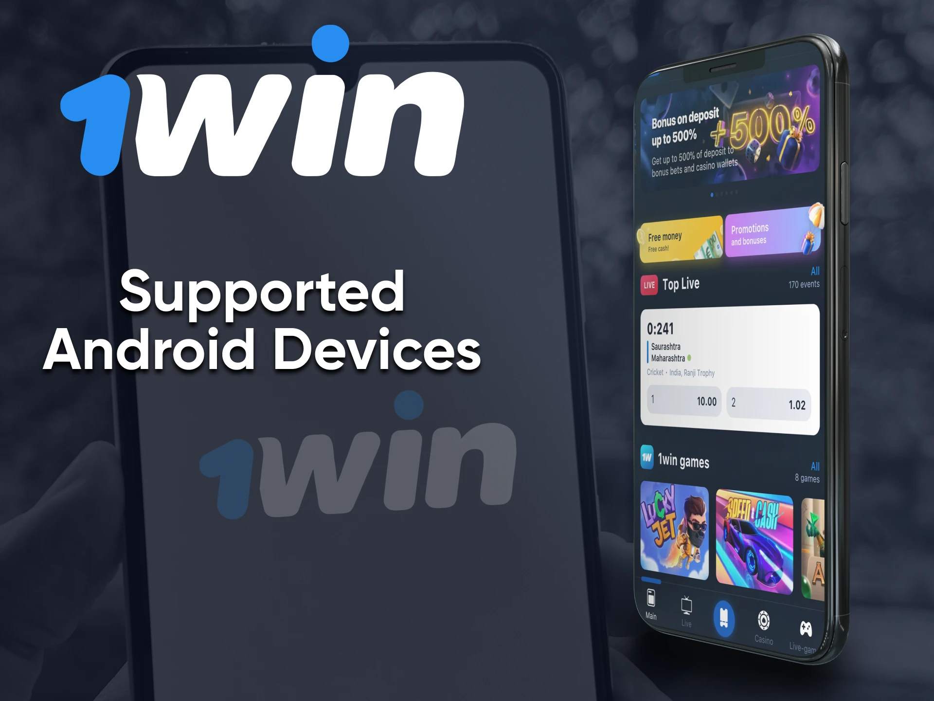 For the convenience of playing at the 1win casino, you can use the application on your phone.