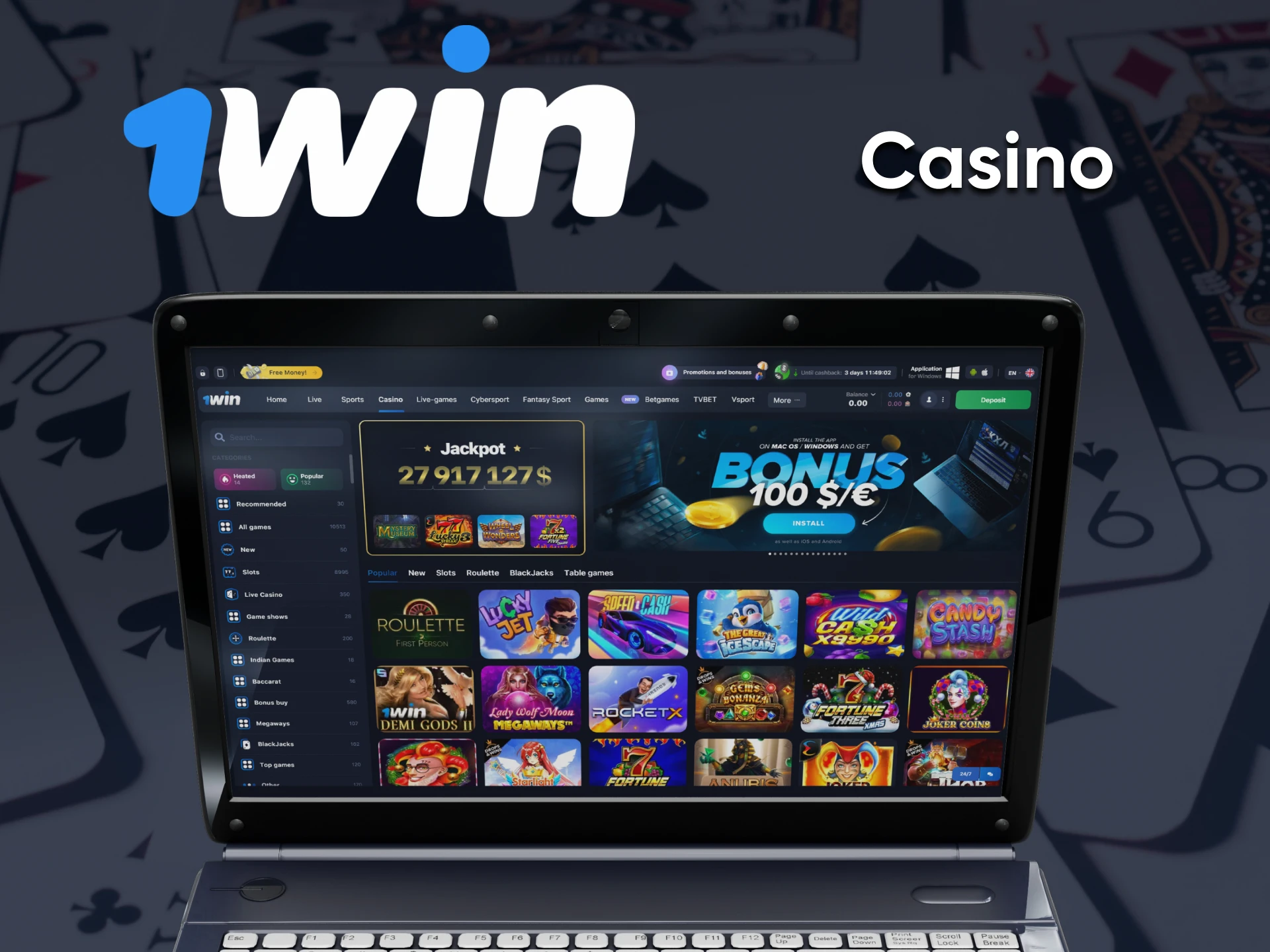 For casino games, use the 1win service.