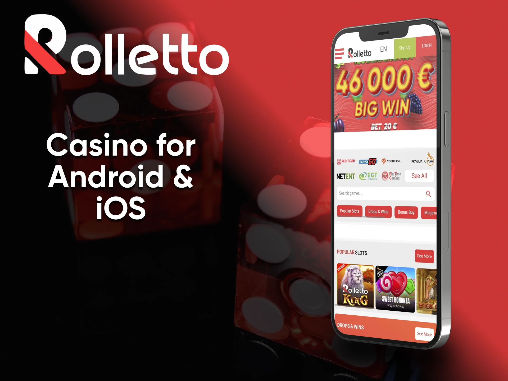 For Rolletto casino games you can use the mobile version of the site.