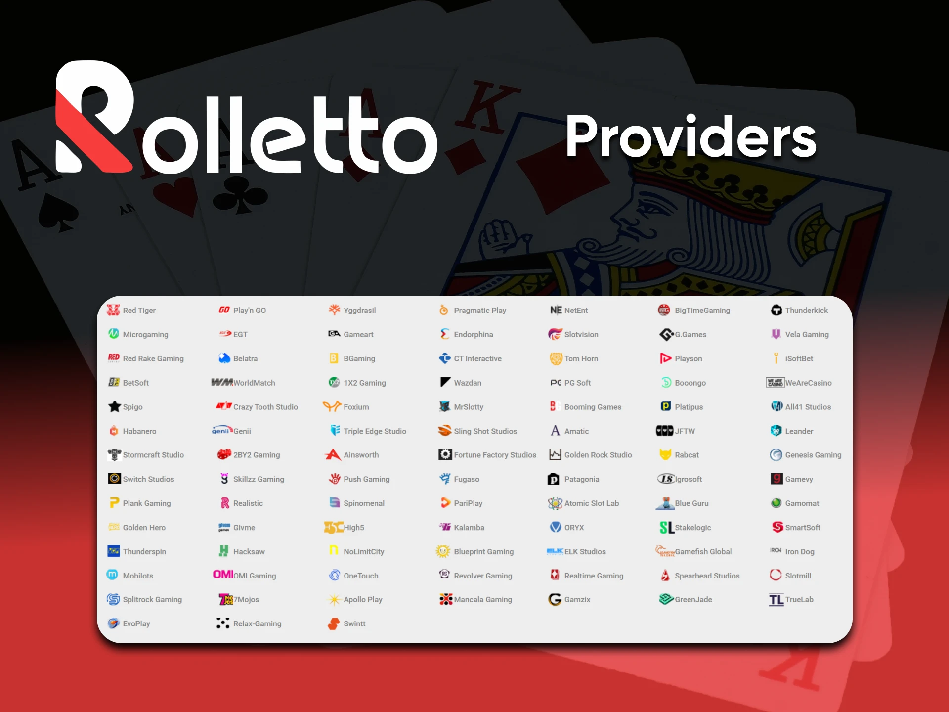 The Rolletto website is the supplier of a large number of casino game providers.