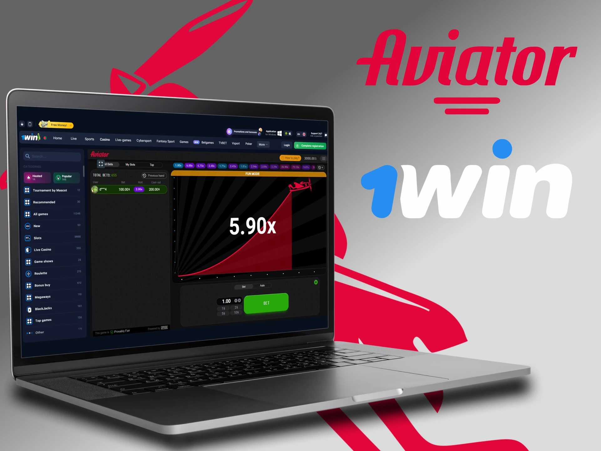 You can play the Aviator game on the 1win website.