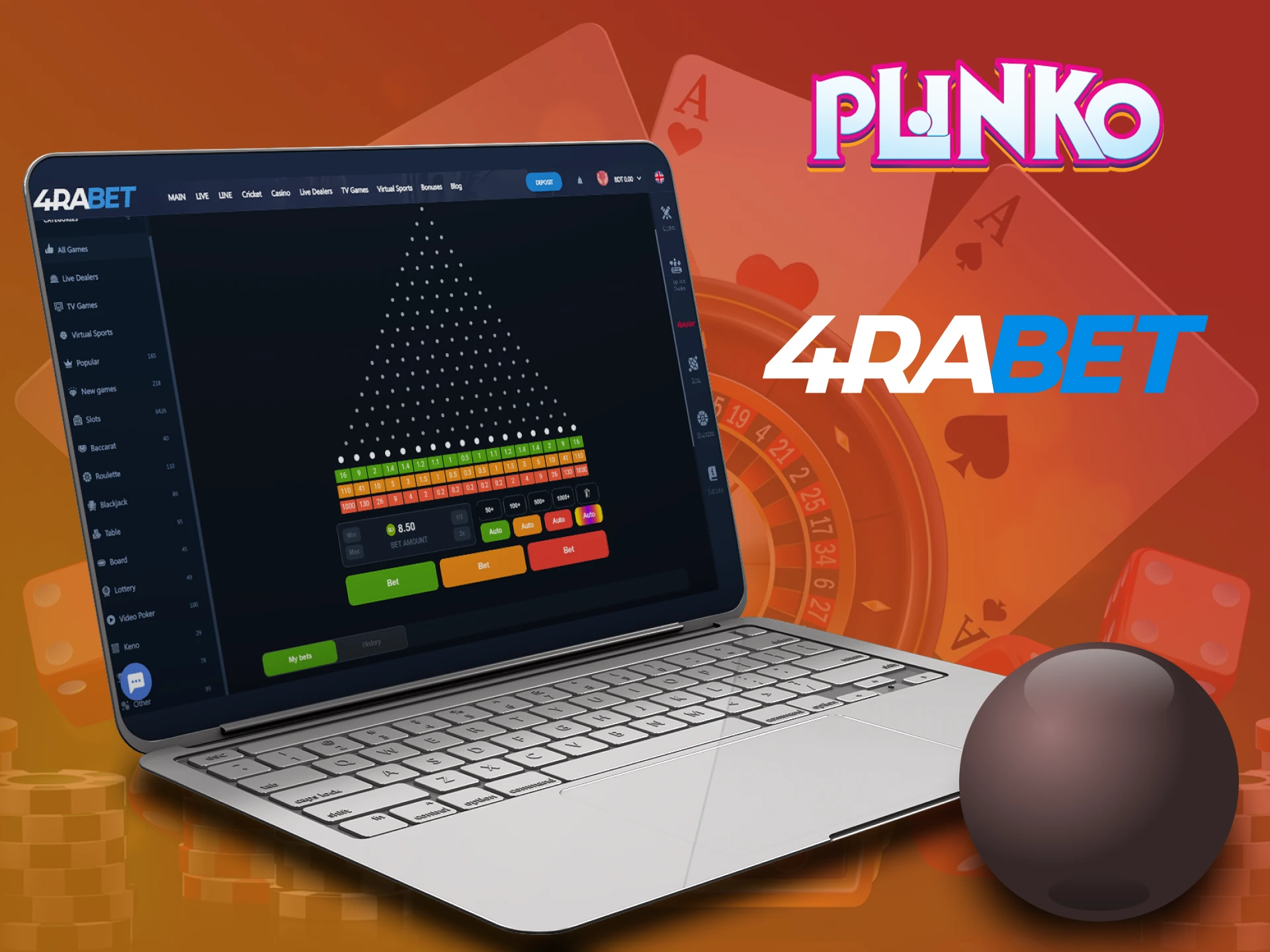 Play Plinko on the 4rabet website.