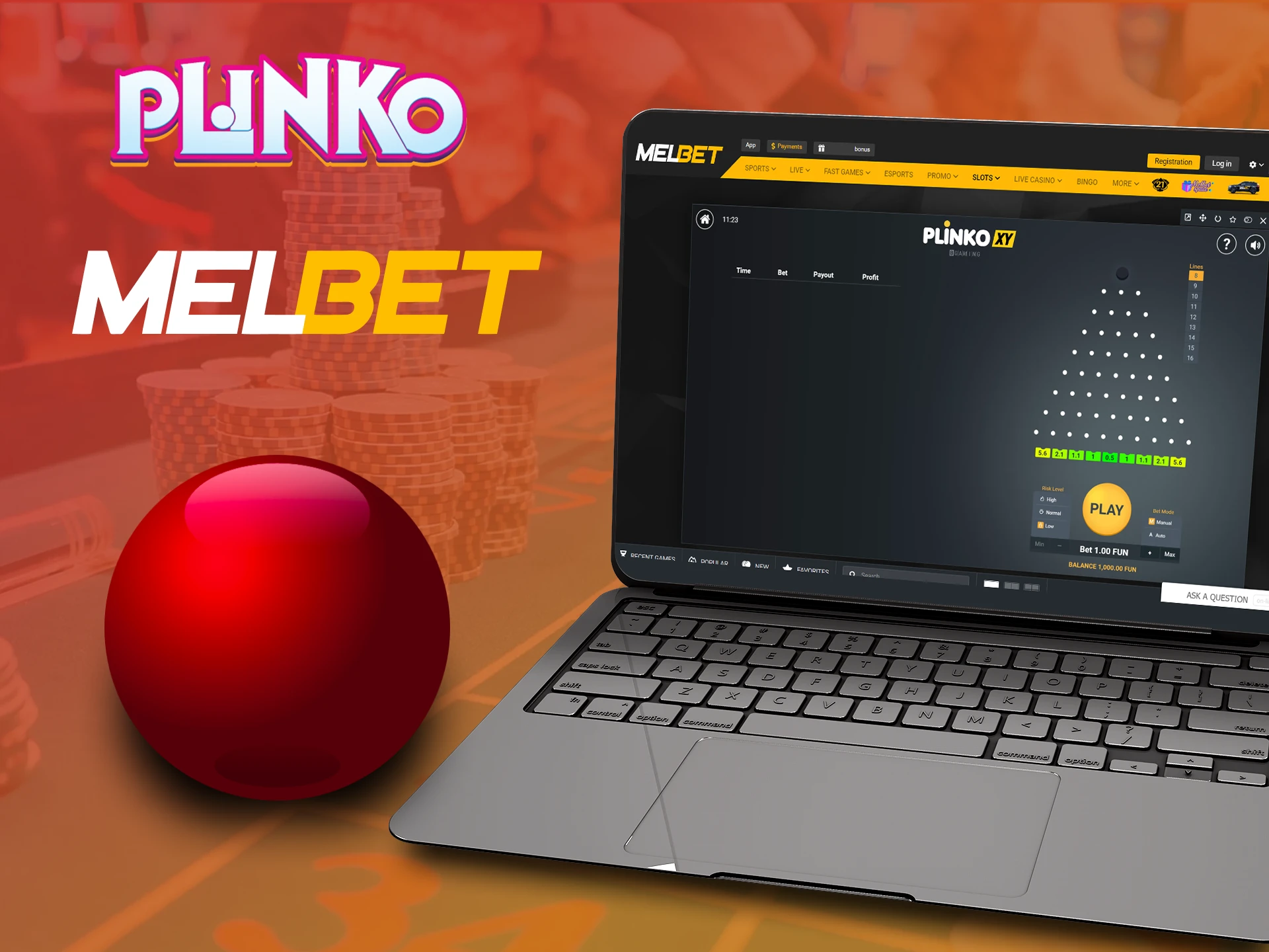 Play Plinko on the Melbet website.