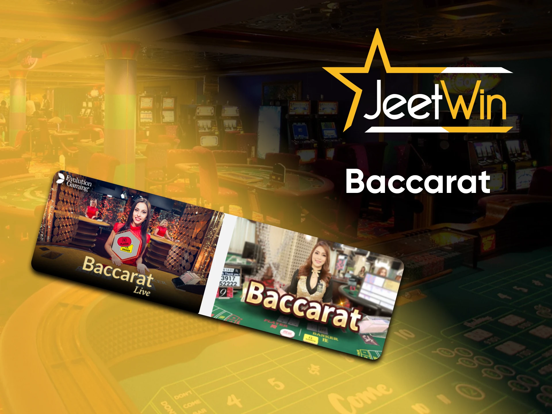To play Baccarat, you need to go to the desired section of the Jeetwin website.