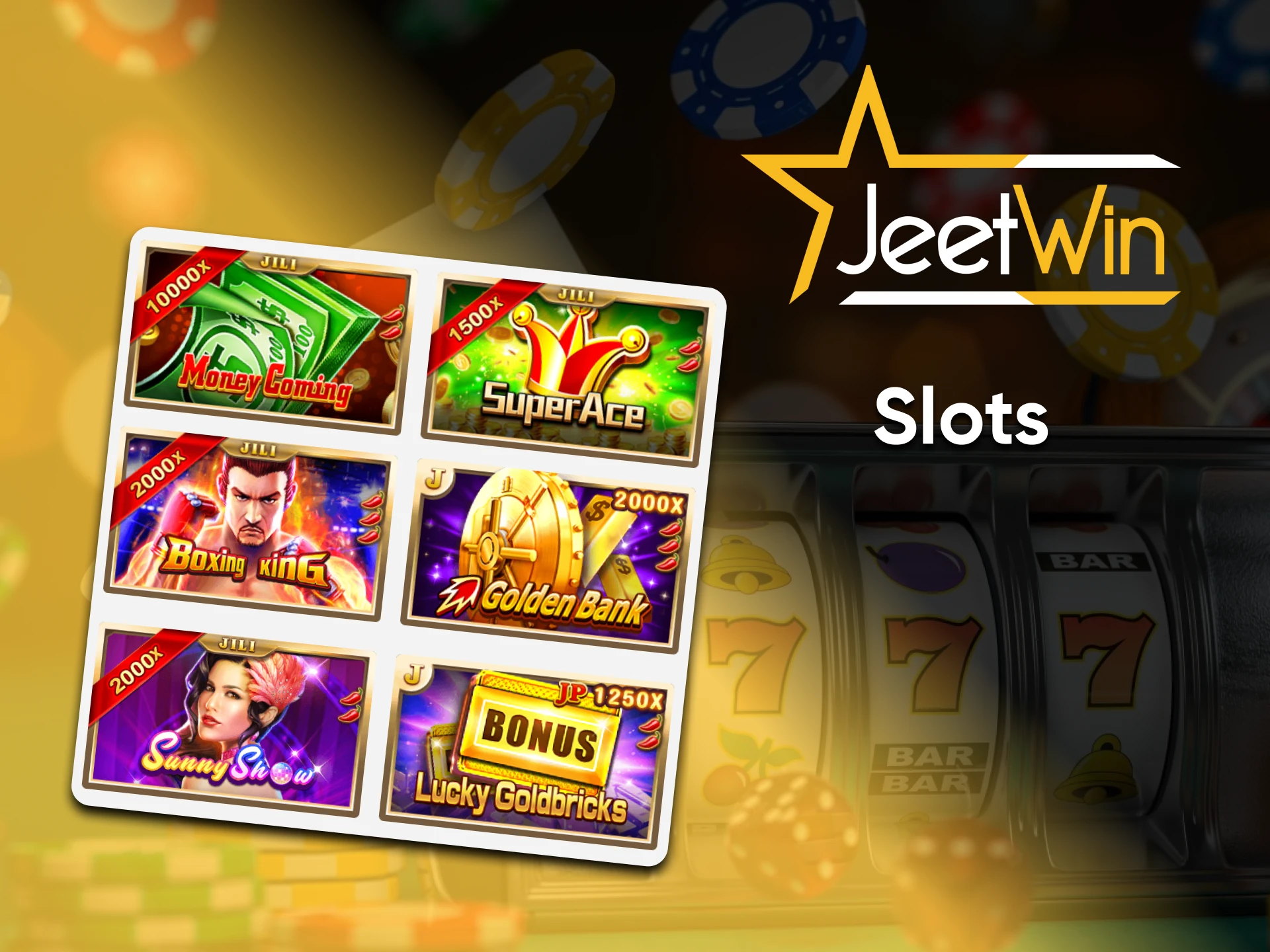 To play Slots, you need to go to the desired section of the Jeetwin website.