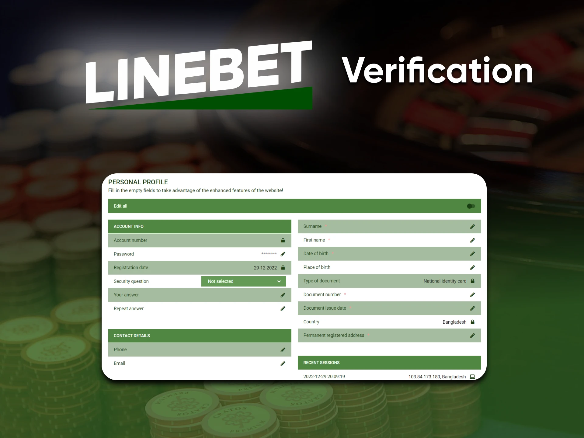 To fully use the Linebet service, fill in your details.