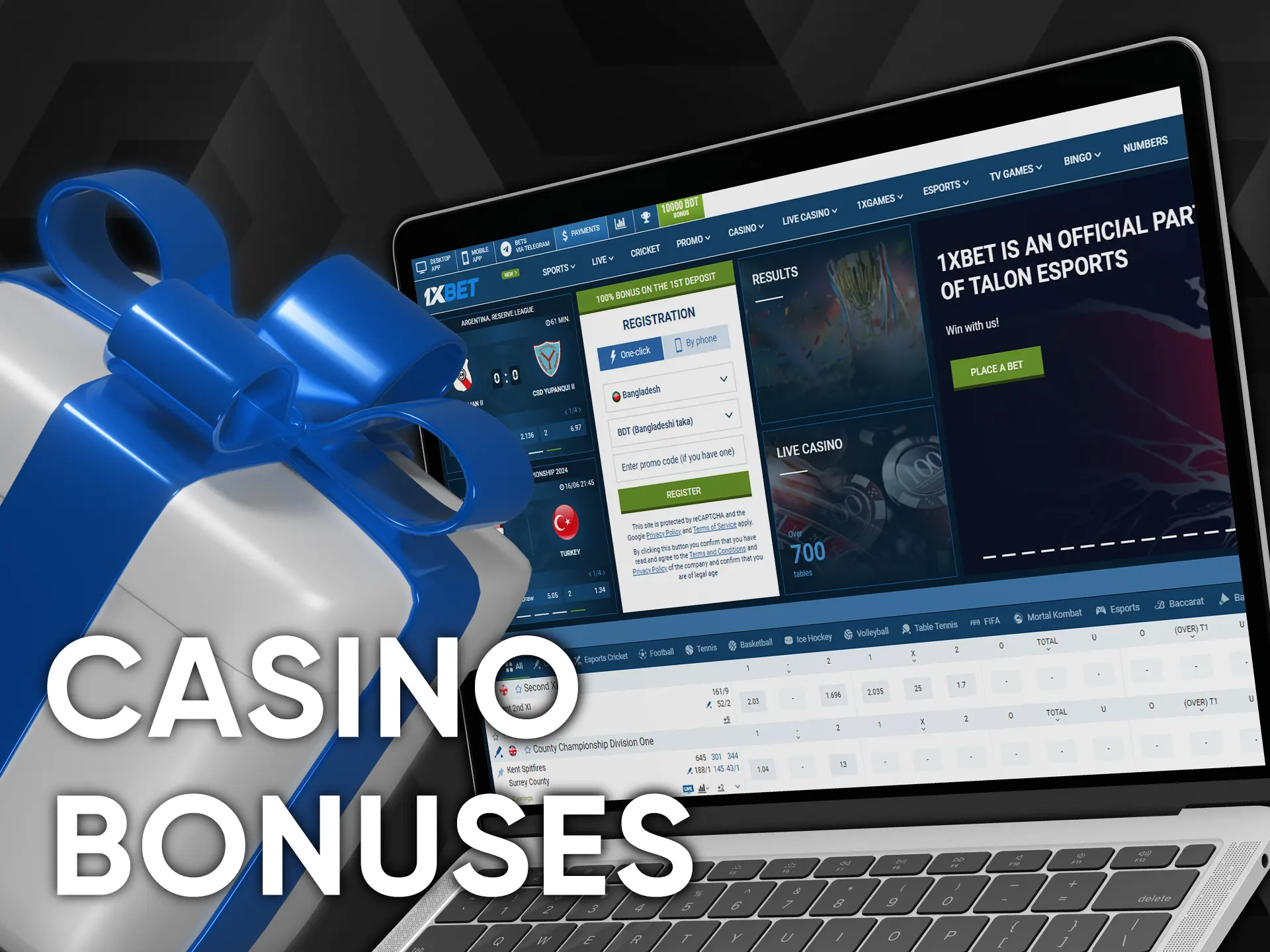 Play casino games on different websites and get bonuses.