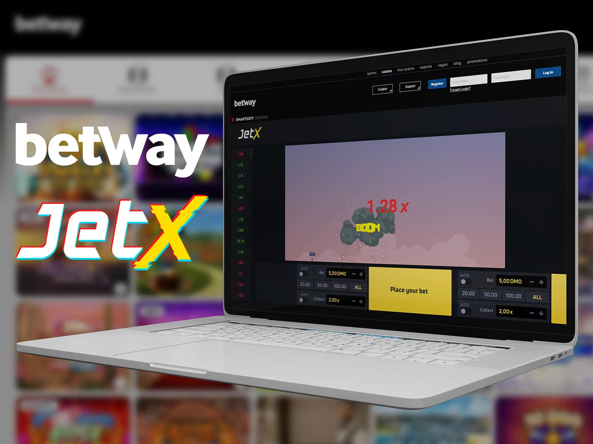 Play the JetX game with joy at the Betway casino.