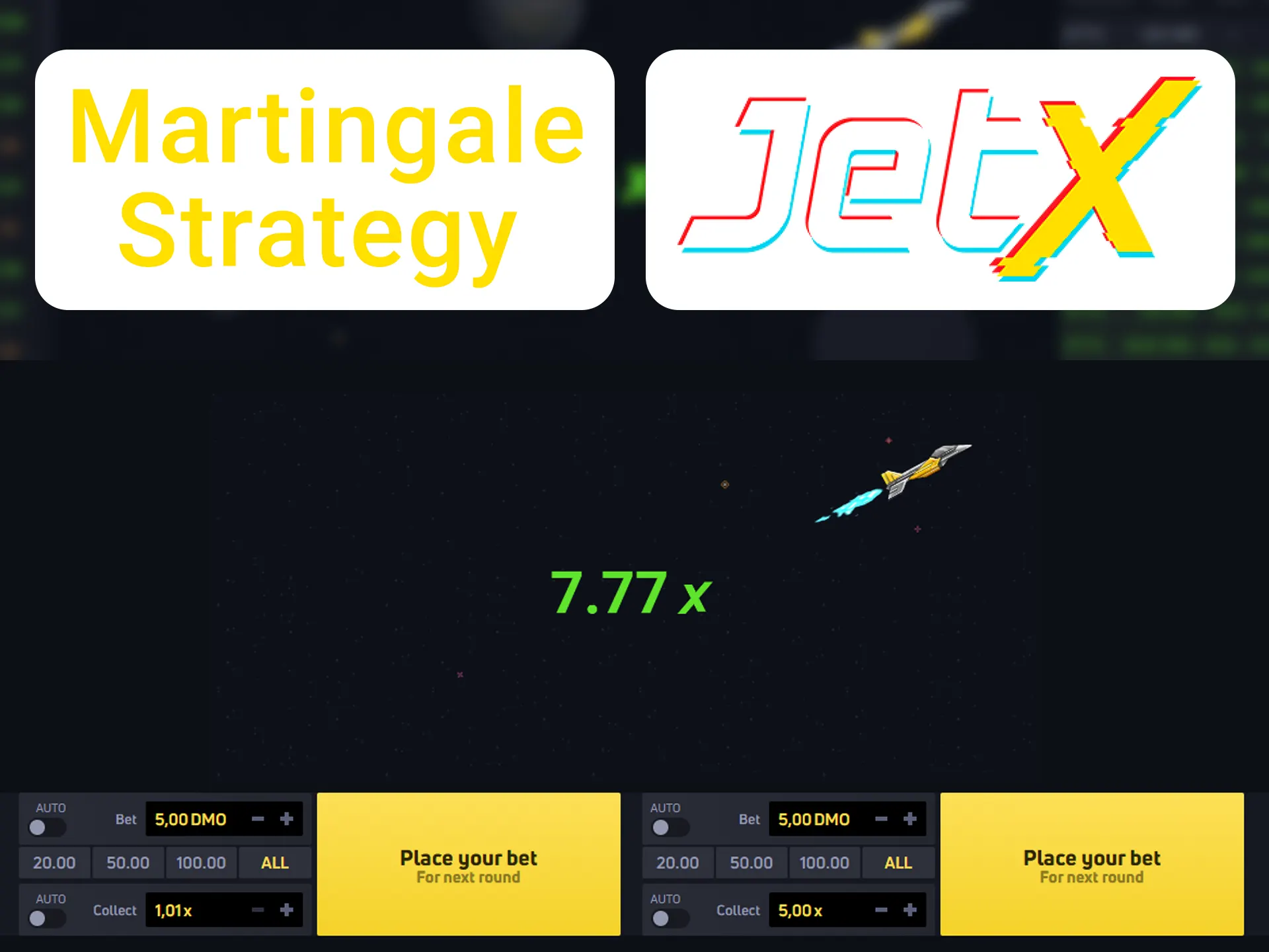 Try the Martingale strategy when playing the JetX game.