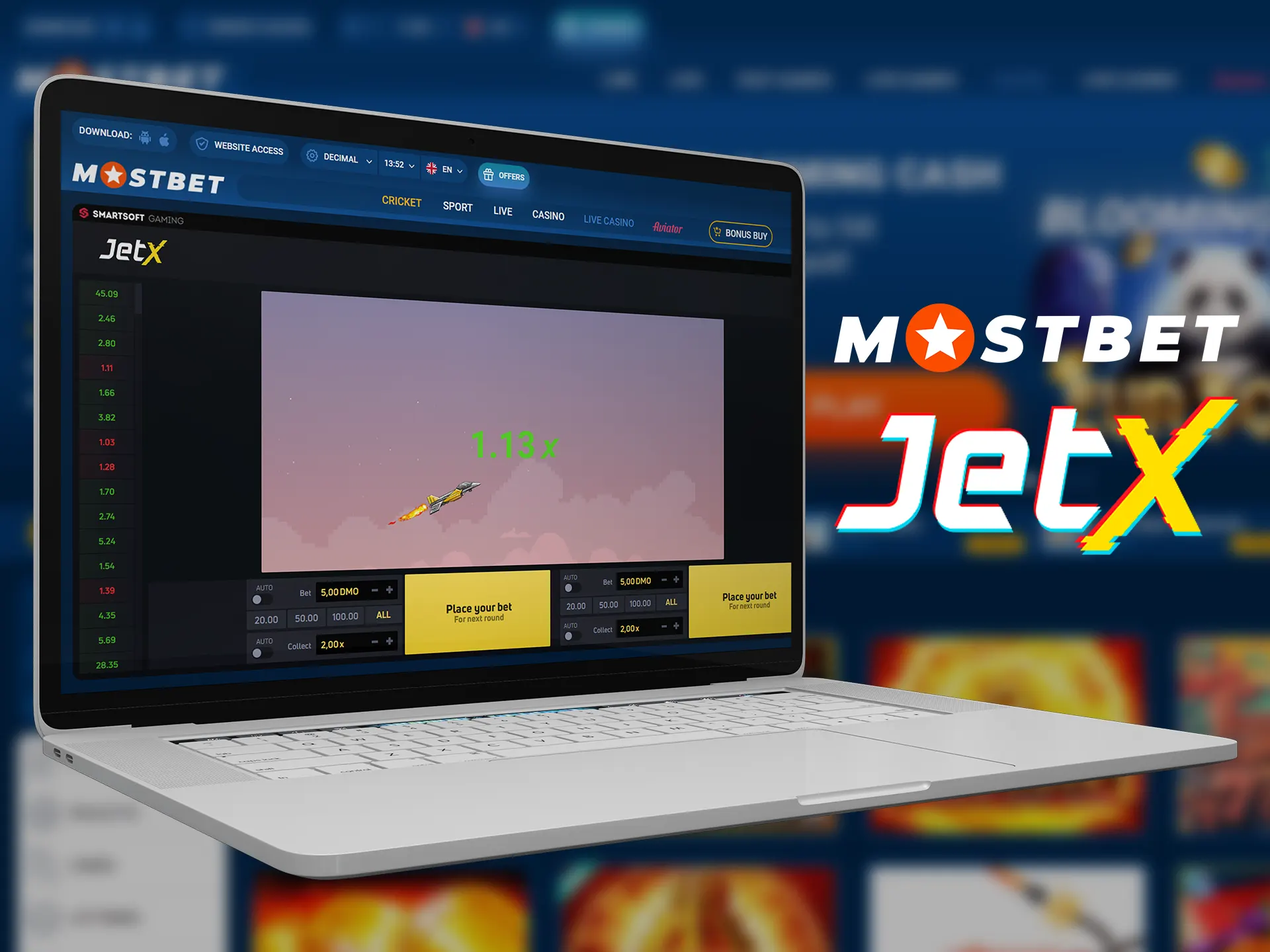 Mostbet is one of the best places for playing the JetX game.