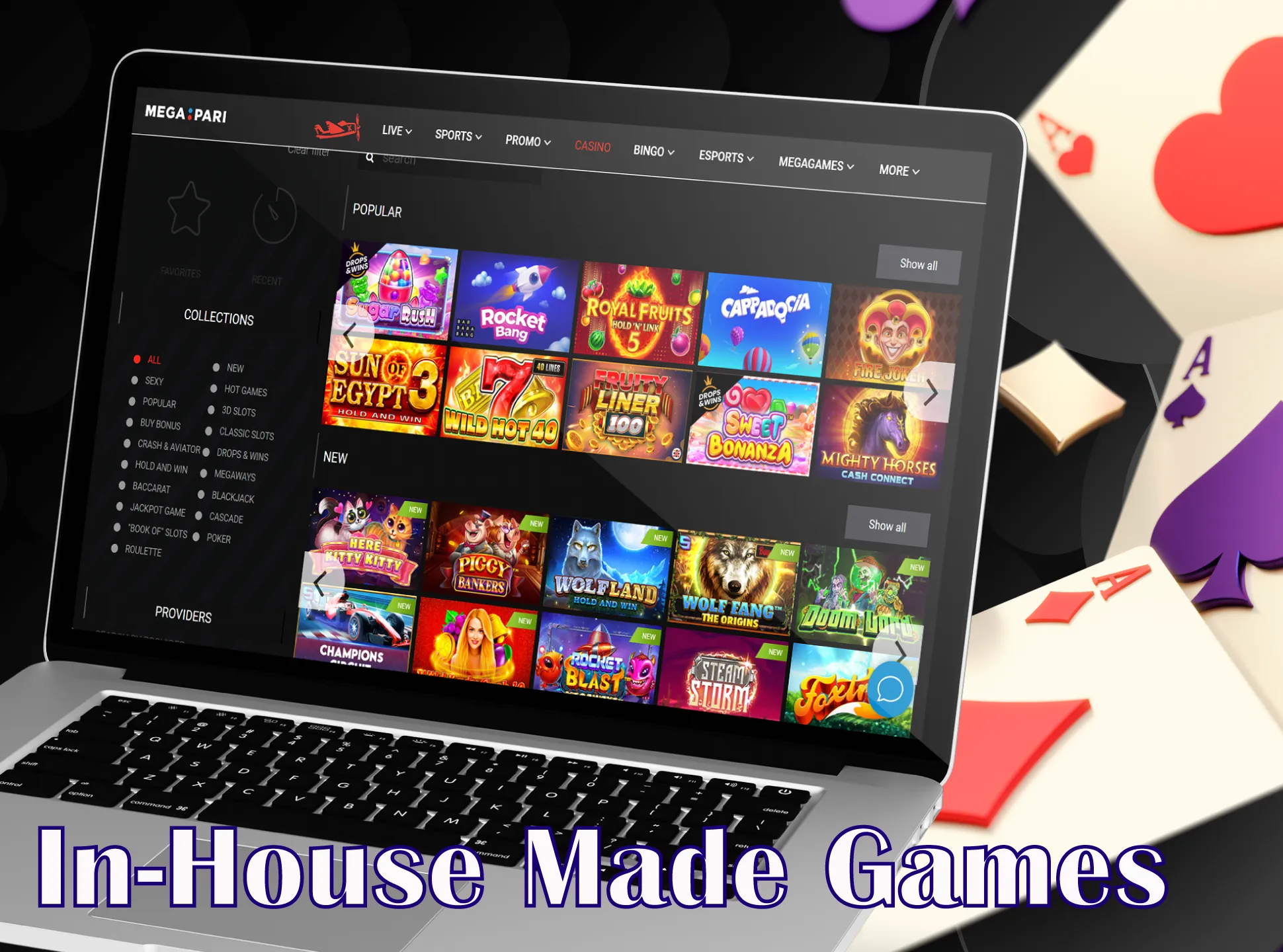 You can find special games provided by the online casino.