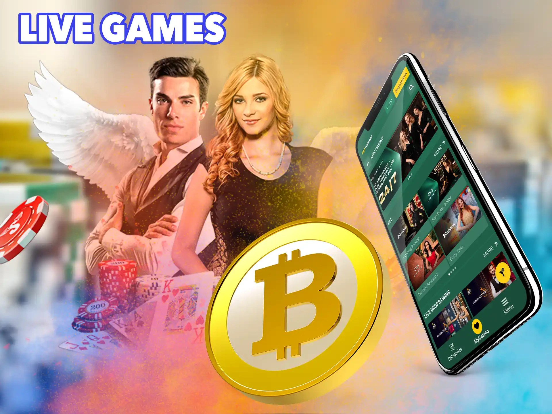 Immerse yourself in the atmosphere of a real casino right in your smartphone, you will interact with real dealers who work for you.