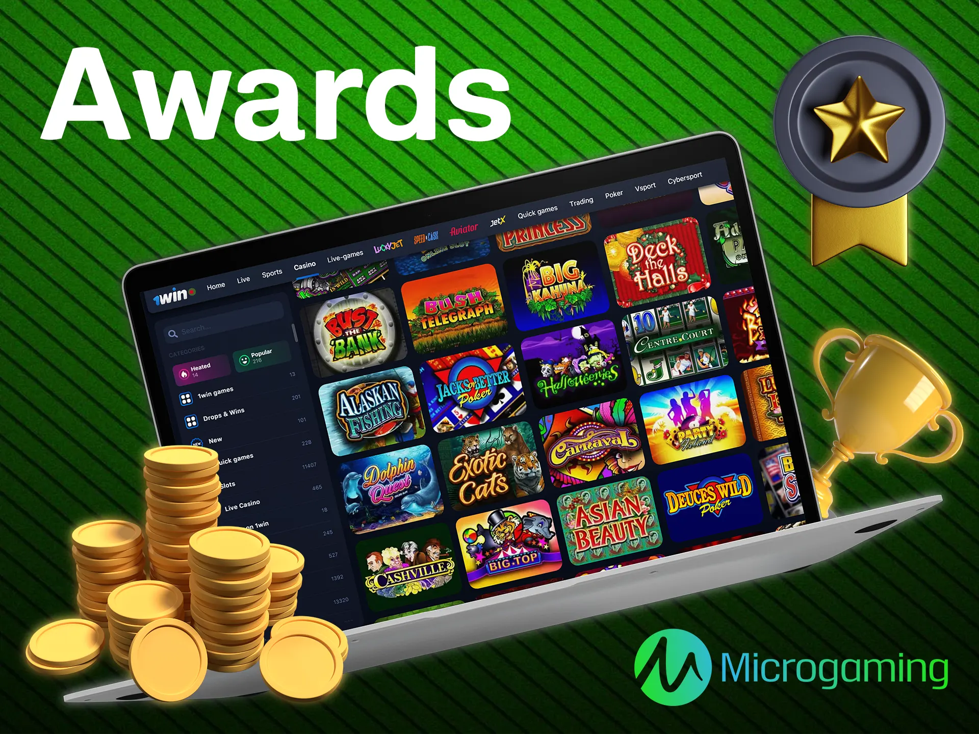 Microgaming is a casino games provider with many of the awards.