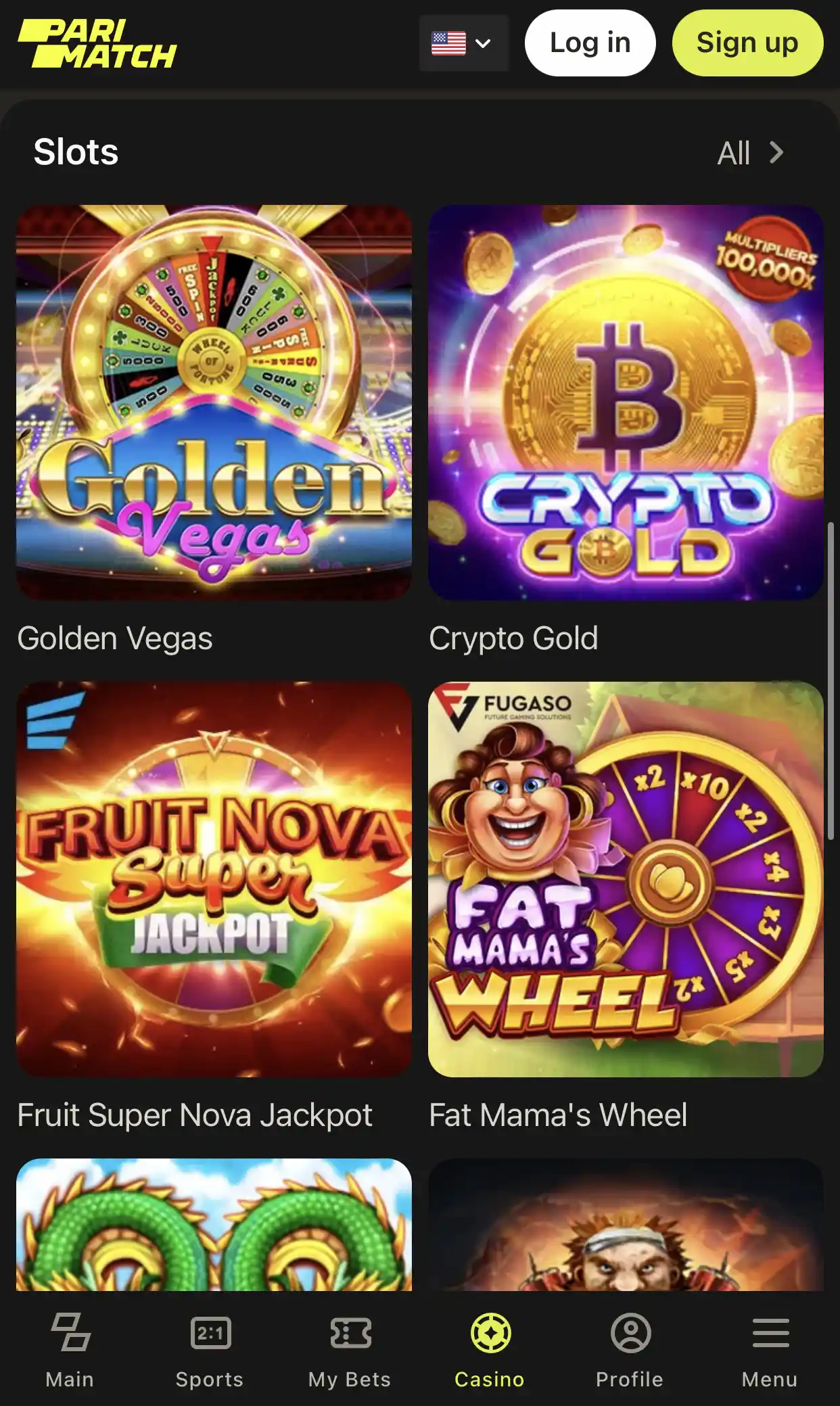 Go to the slots section and choose your favorite game and start winning.