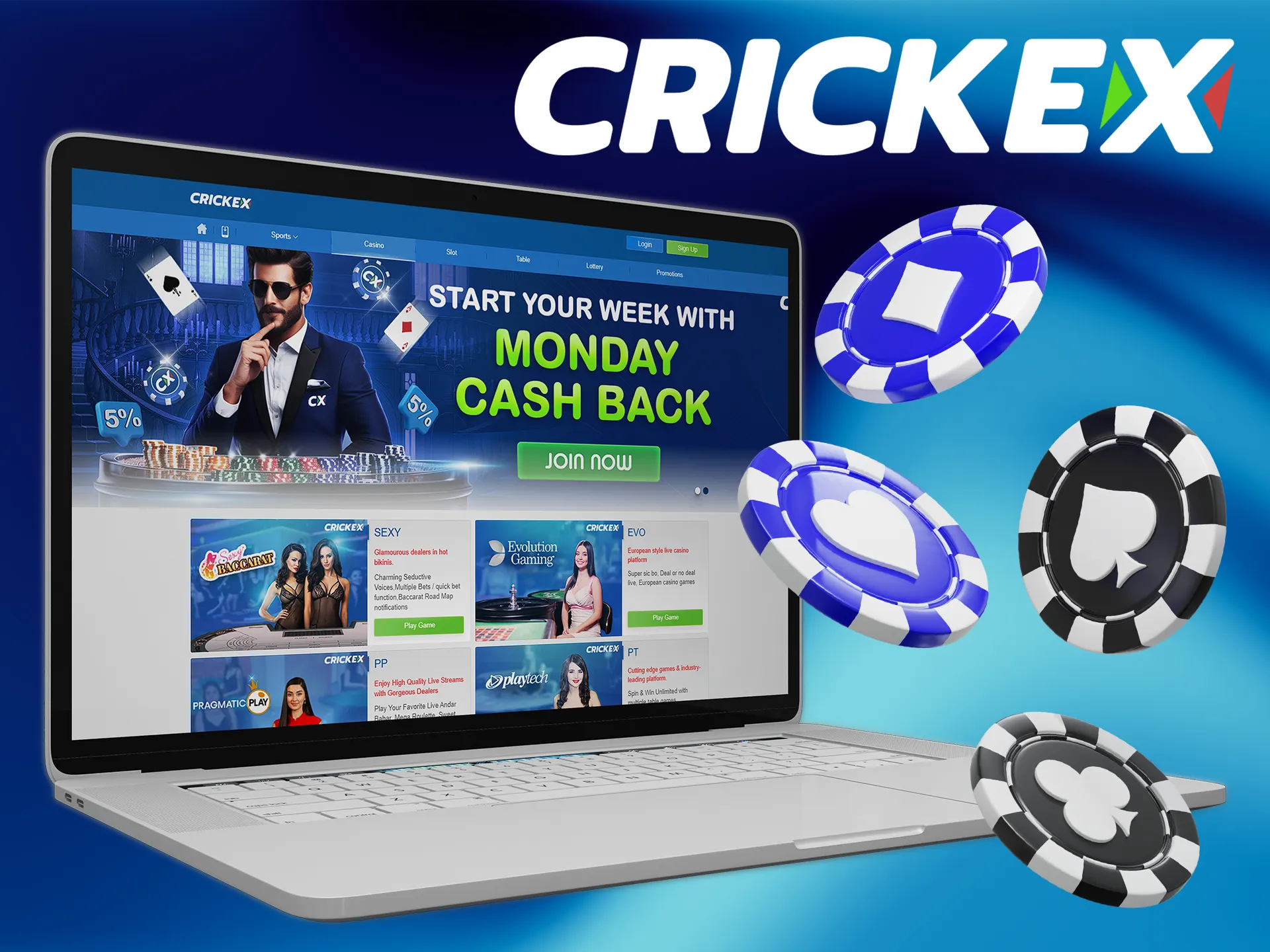 Crickex casino provides a huge variety of games.