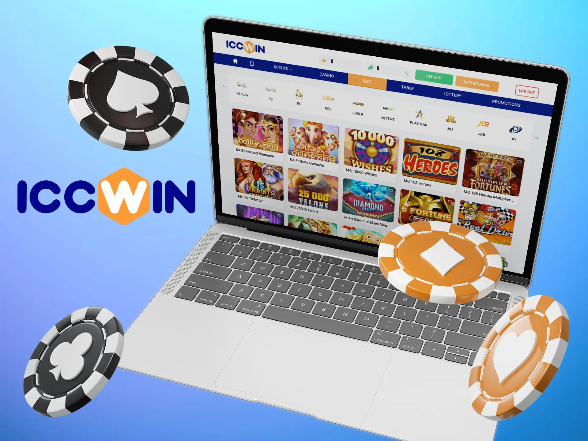 Enter on the ICCWIN casino page and start playing casino games.