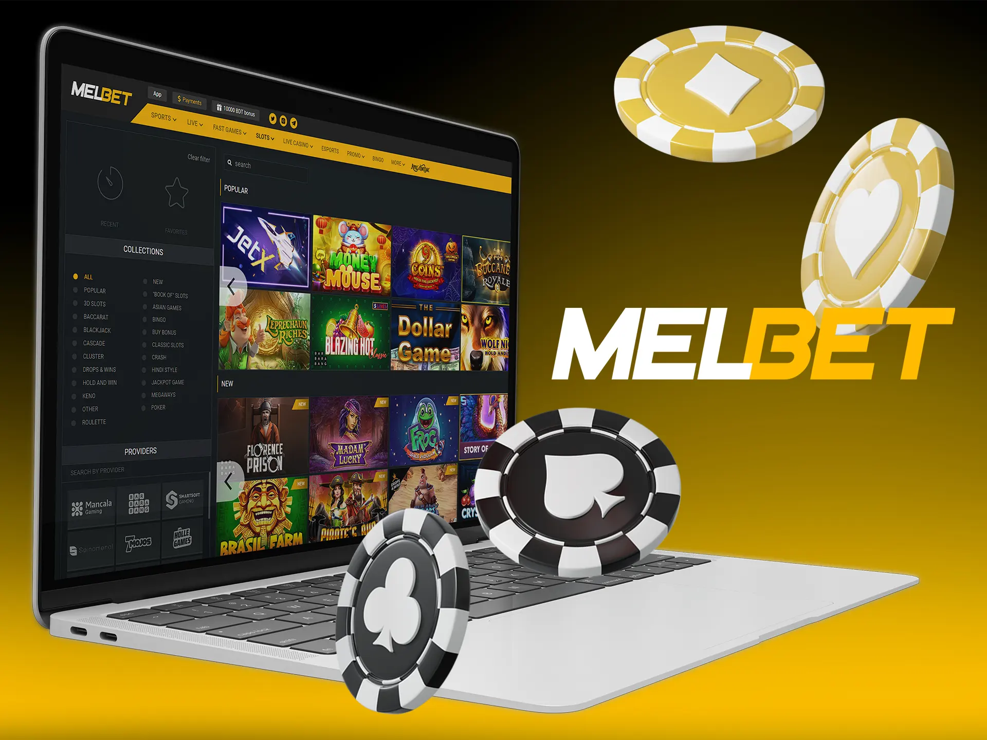 Play most popular casino games at the Melbet casino.