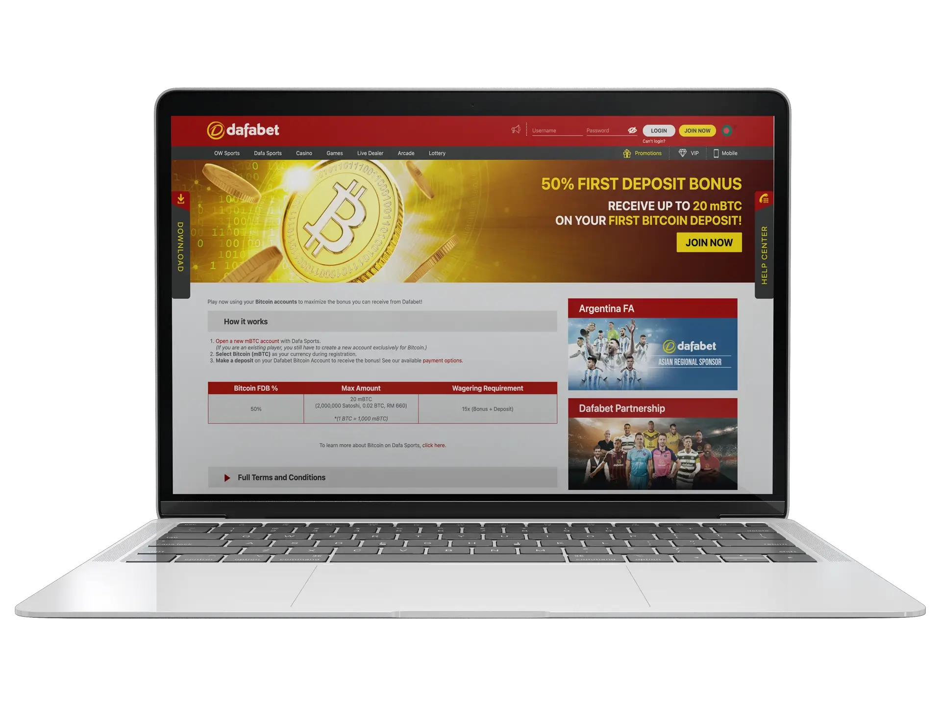 Claim your bonus after depositing cryptocurrency into your Dafabet account.