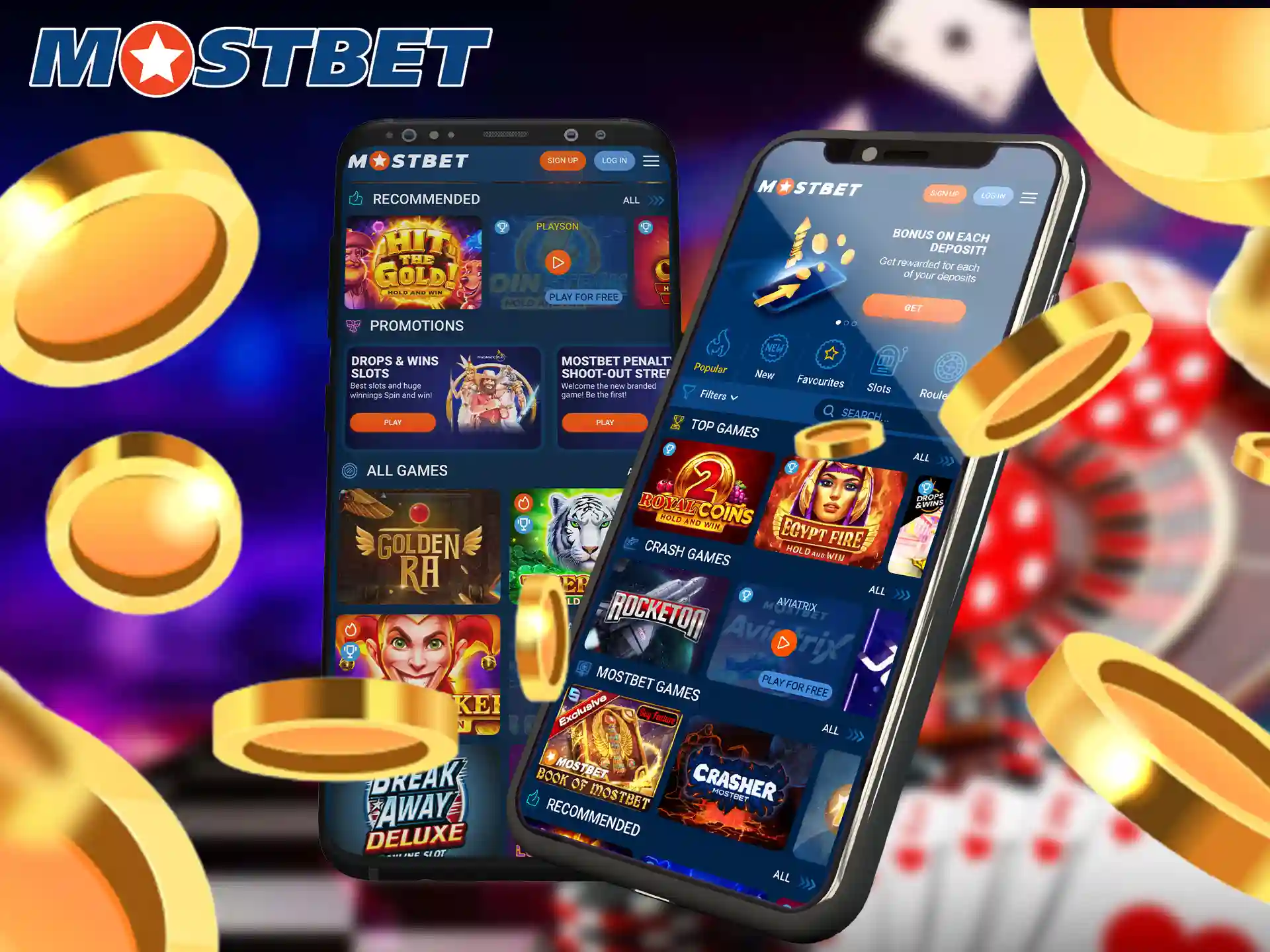 Play the best casino games, install the app from Mostbet on your smartphone.