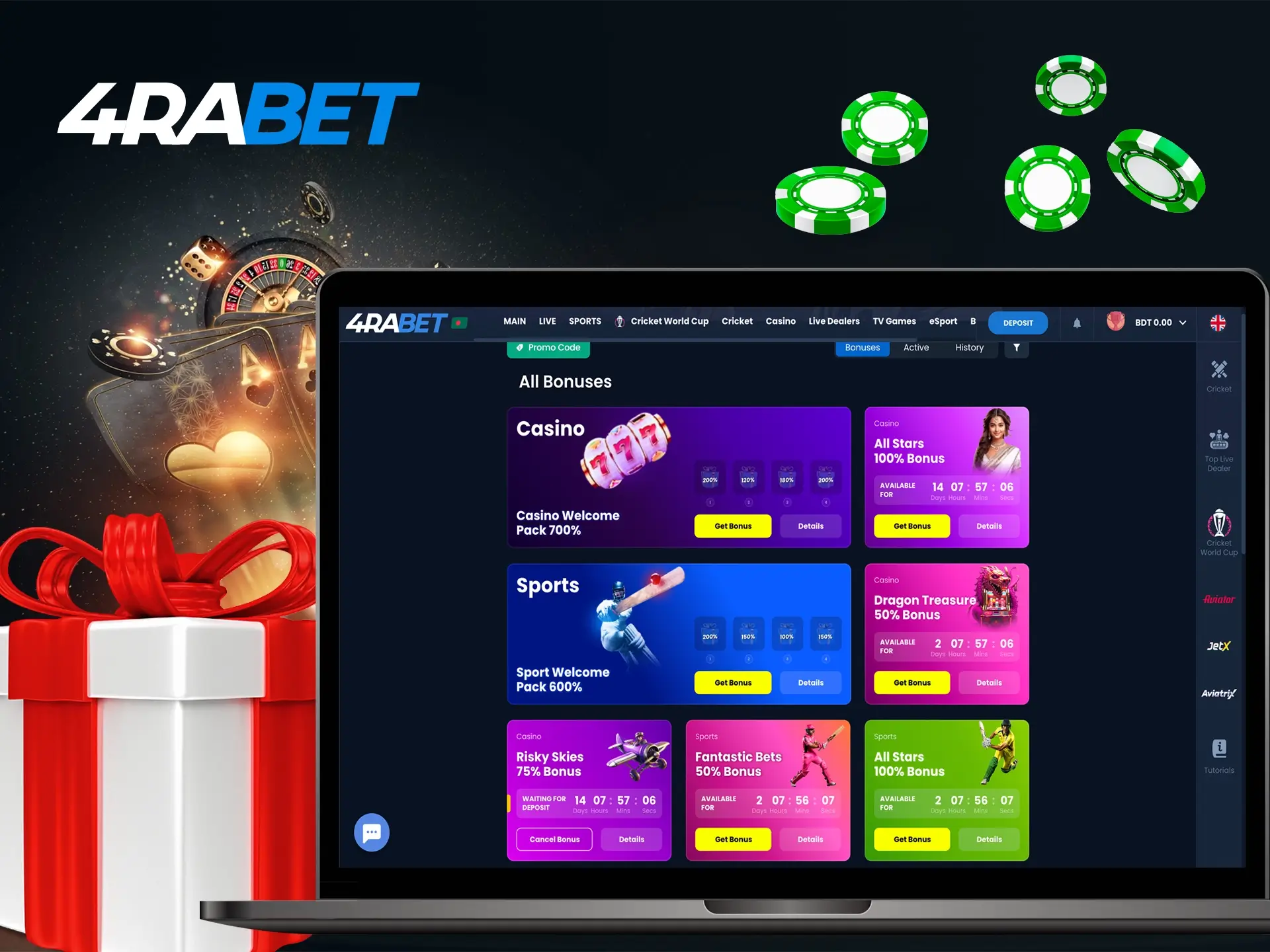 Choosing 4rabet you get a quality casino with a full system of bonuses and promotions, as well as reliable protection of your account and funds.