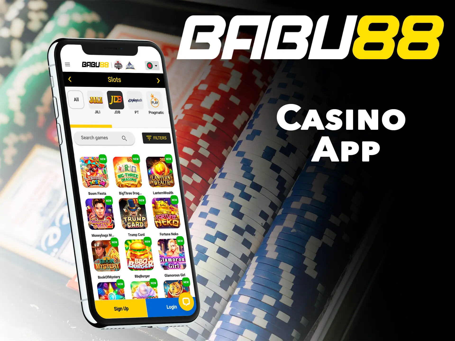 Get access to the gambling section after installing the Babu88 app on your smartphone.