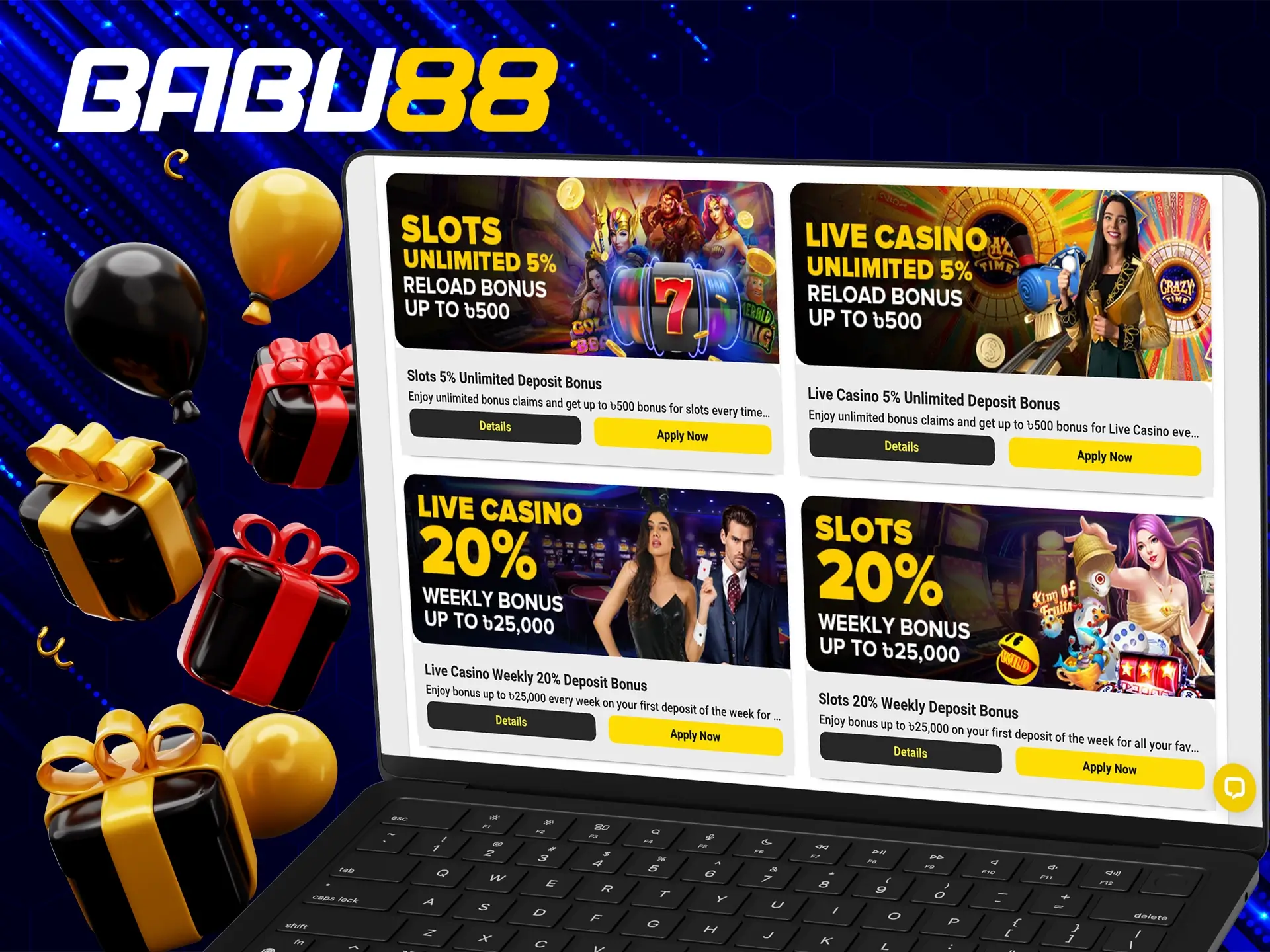 A wide variety of promotions and bonuses give users the opportunity to play and gain experience.
