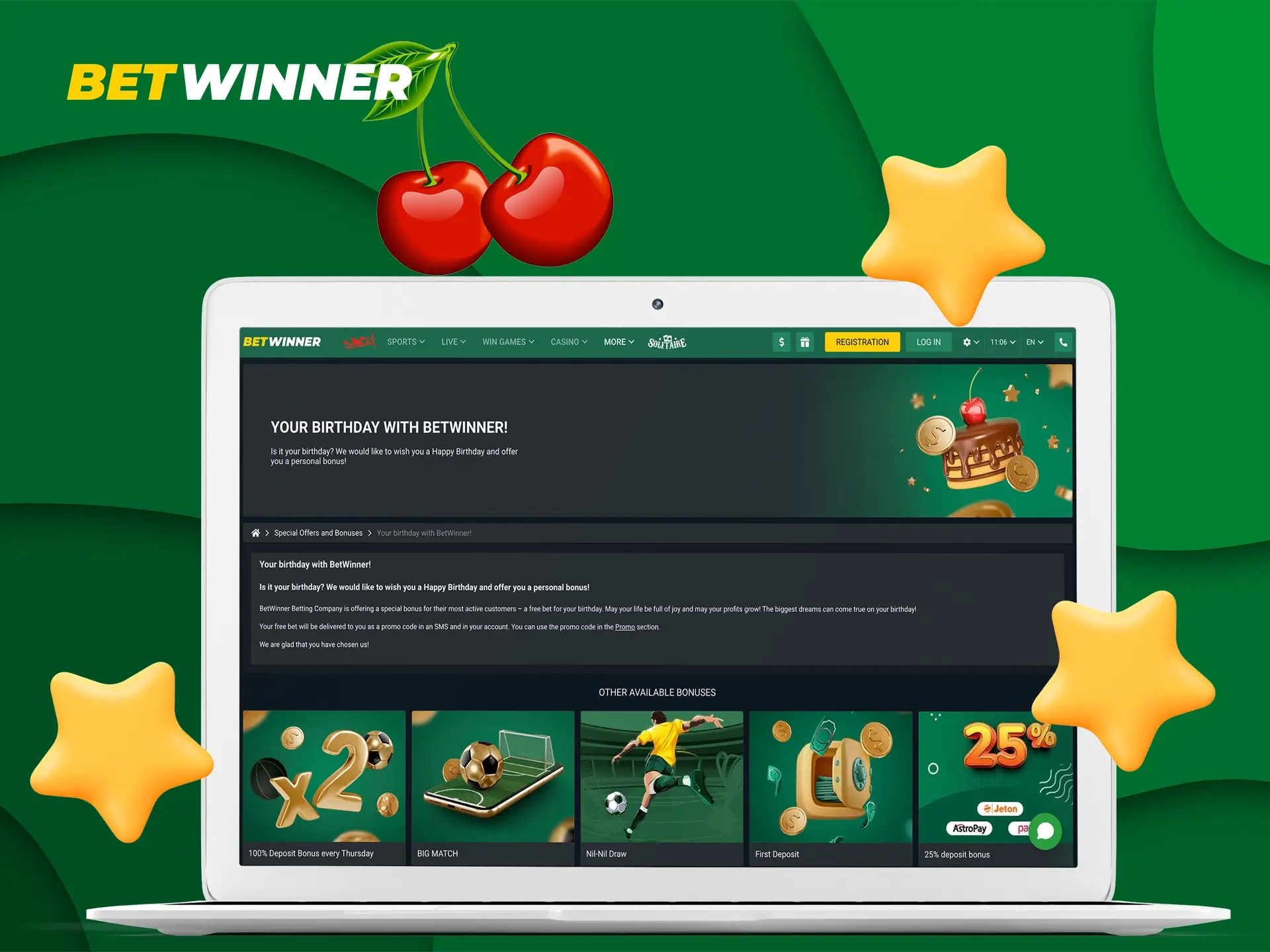Betwinner's wide range of bonuses will never let you get bored.