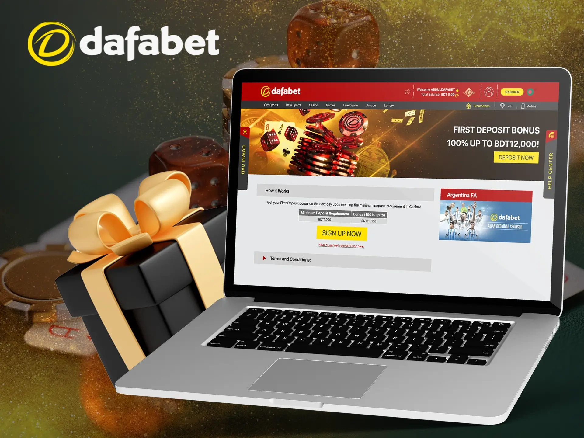 Dafabet's welcome bonus will help you get your start in the casino world.