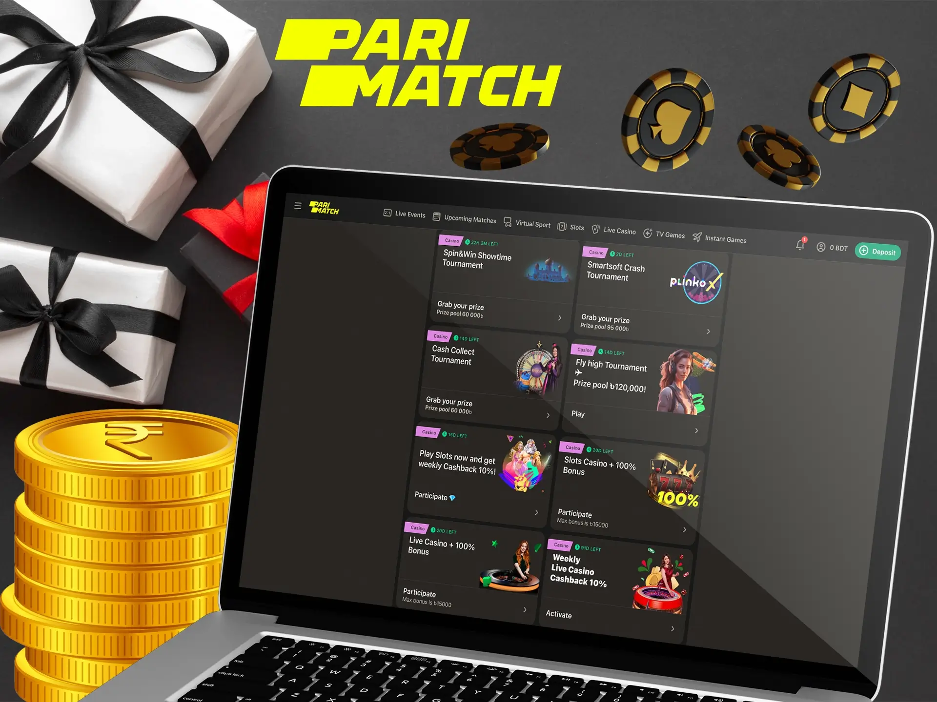 The variety of promotions at Parimatch allows the player to enjoy the game for a long time.