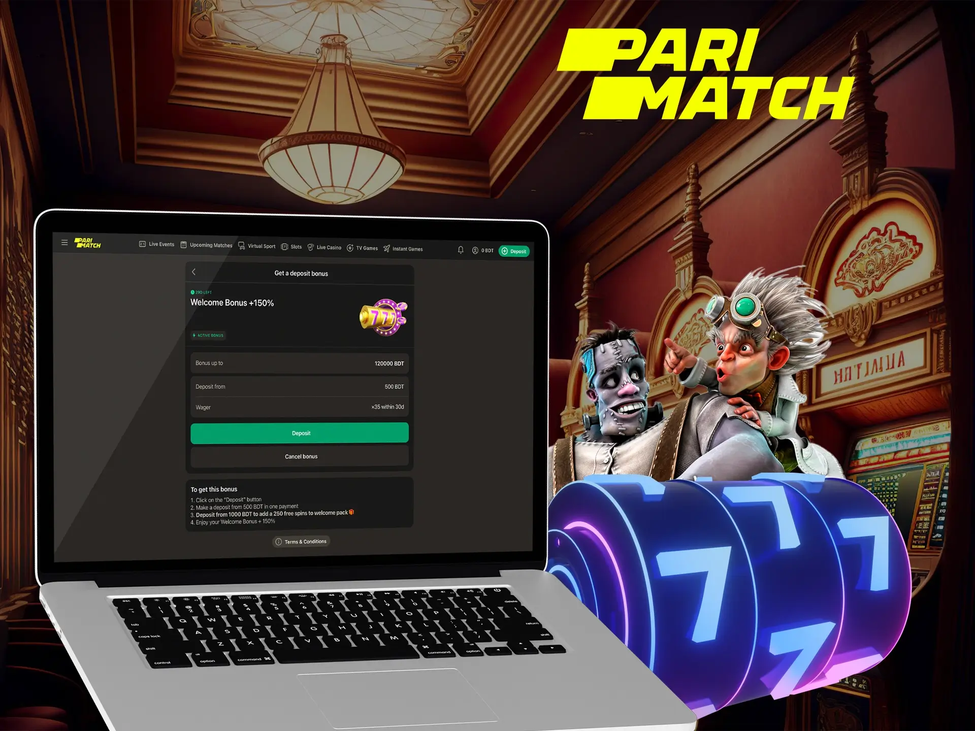 Gamblers will be pleasantly surprised by the welcome bonus for slots from Parimatch.
