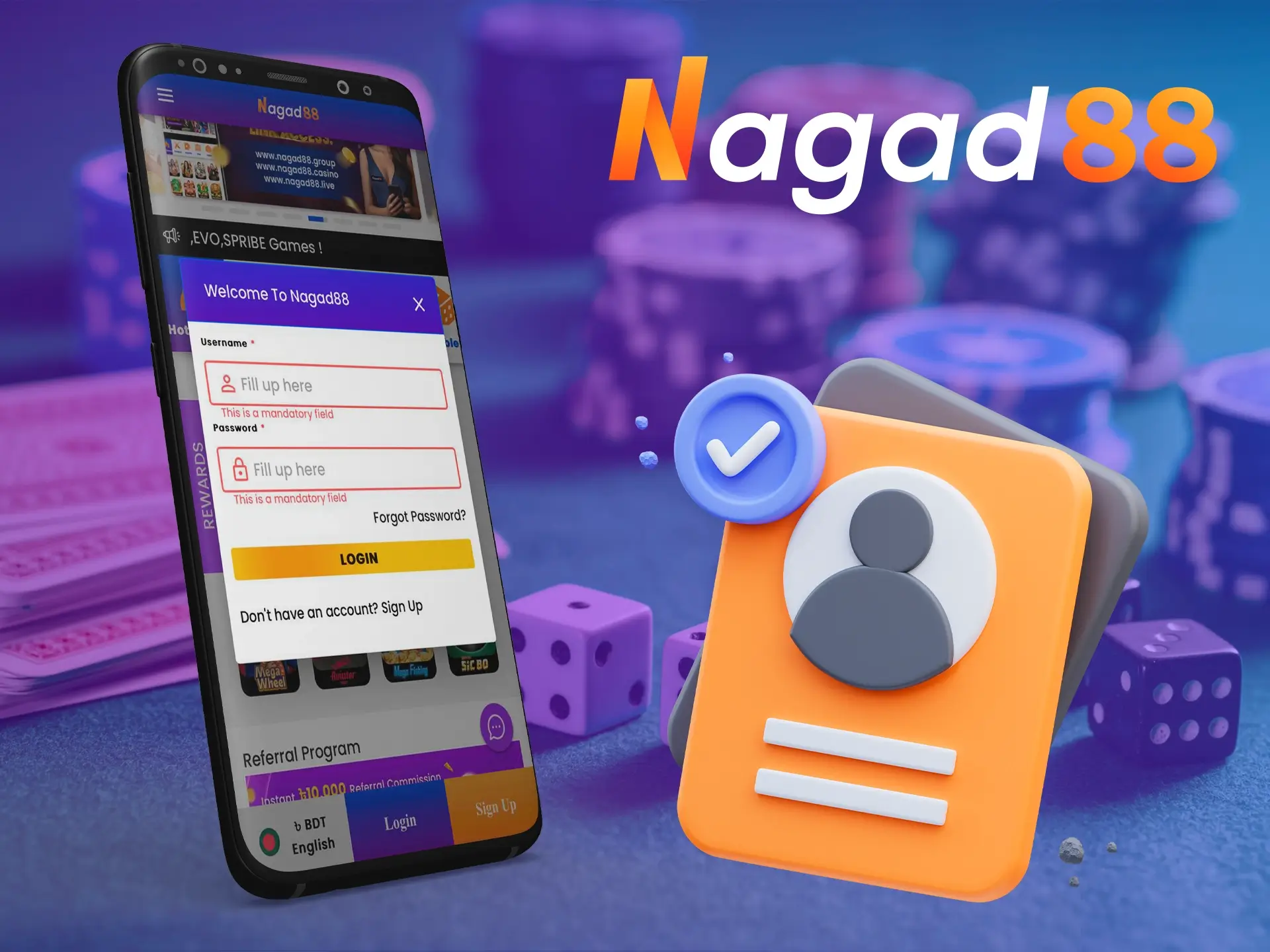 Sign up at the best Nagad88 casino in Bangladesh.