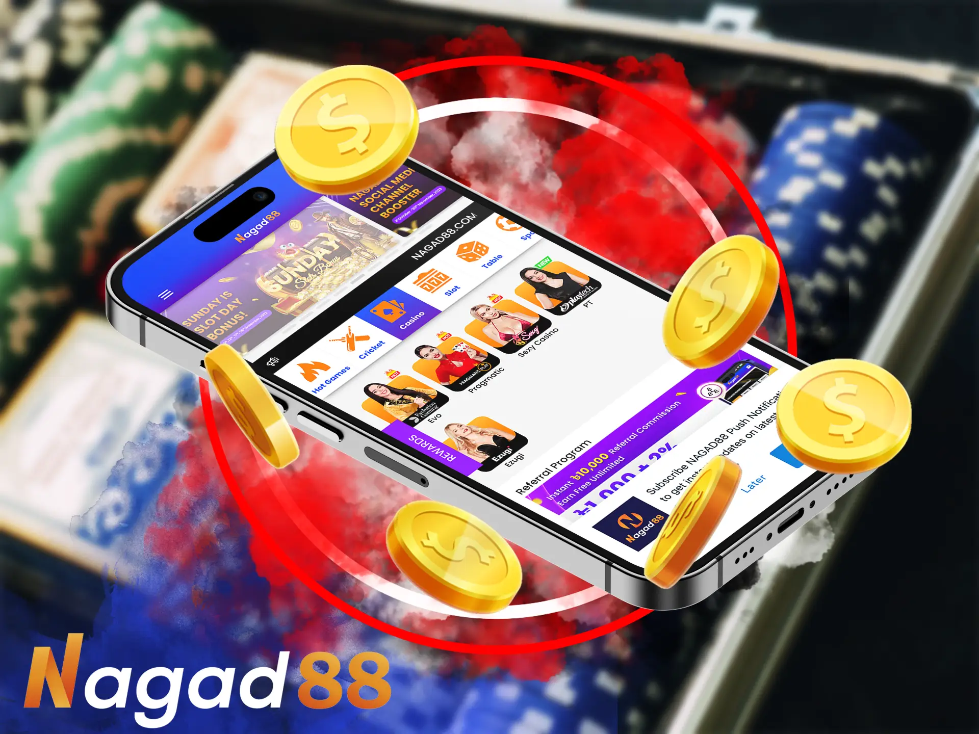 Get access to the gambling section after installing the Nagad88 software on your smartphone.