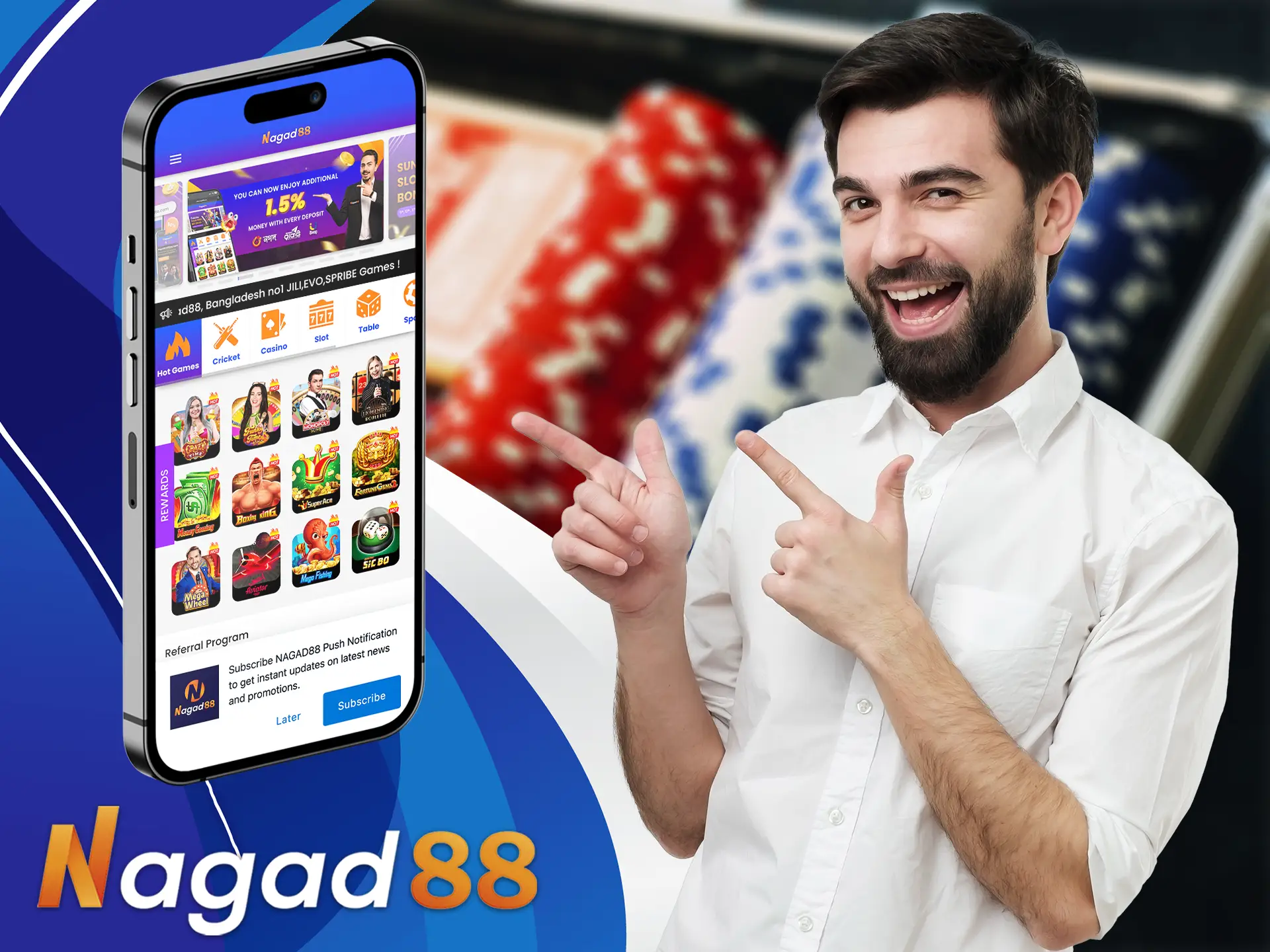 We can confidently recommend Nagad88 to our readers, because it has very simple registration, live dealers, pleasant offers and good support.