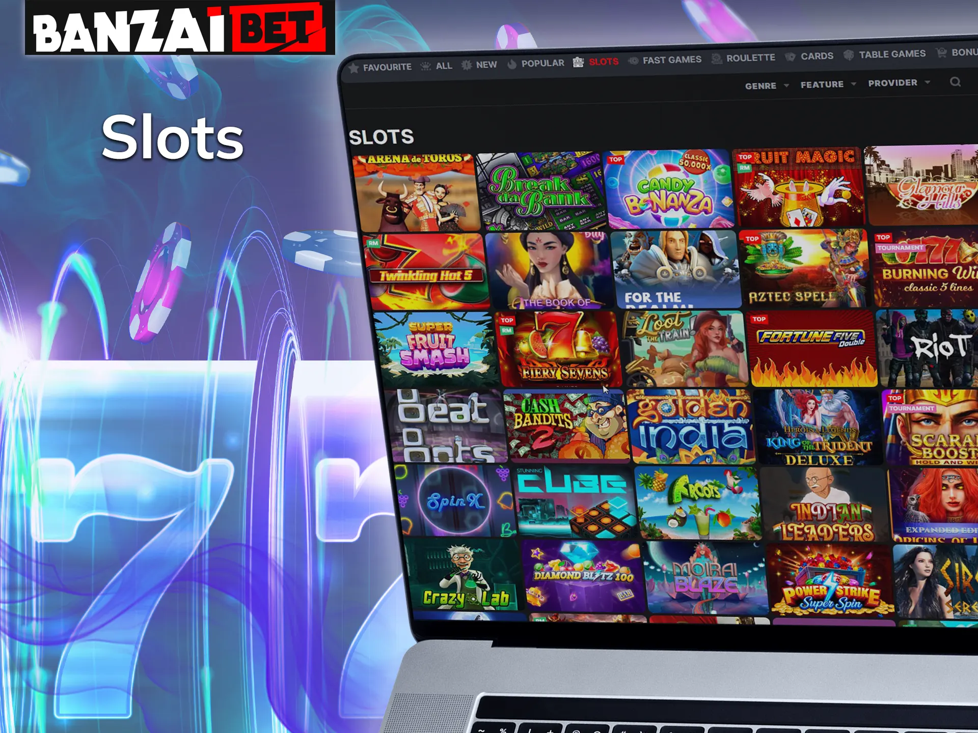 Check out the best slots of the Banzai Bet site.