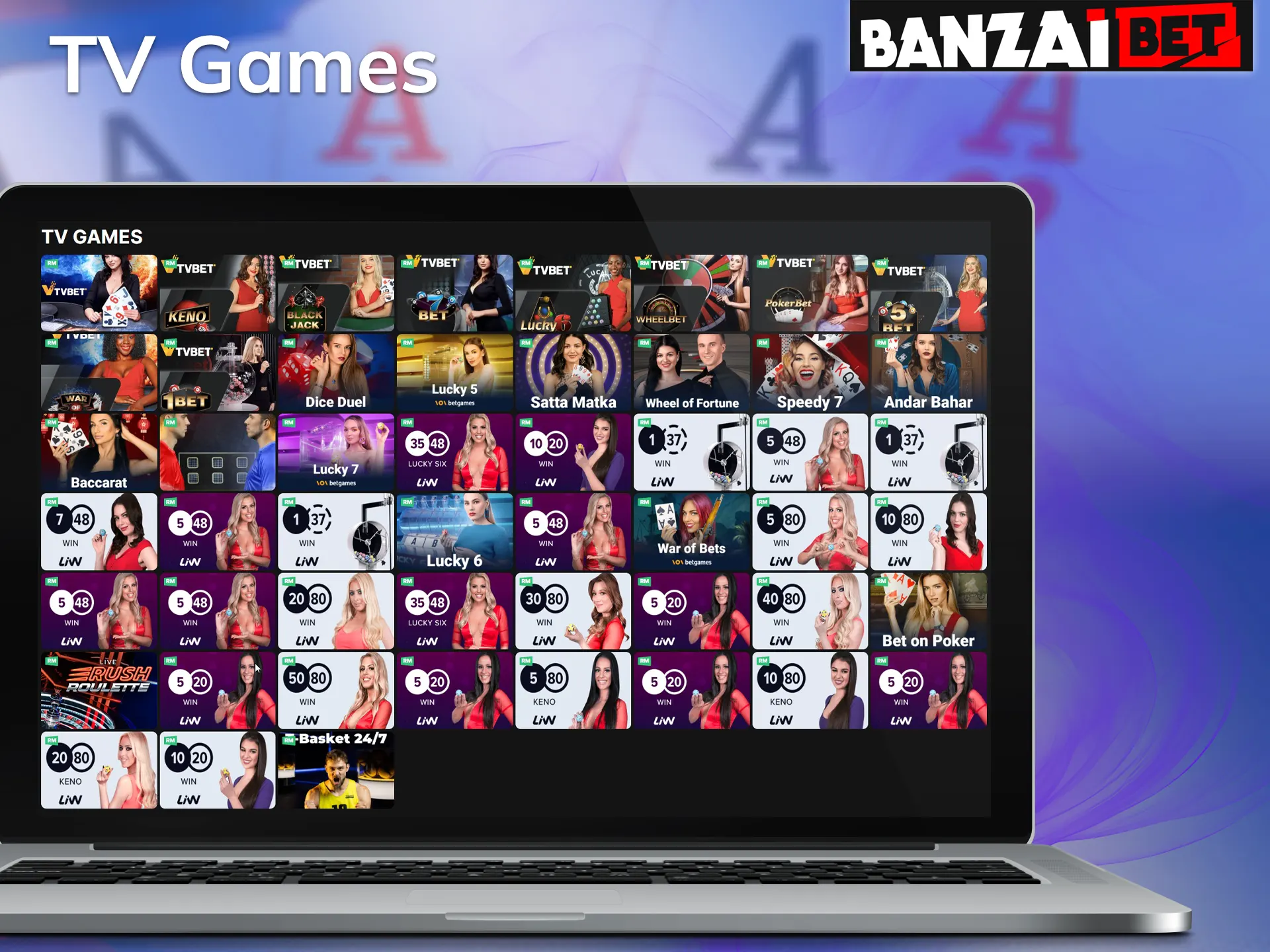 Play your favourite TV Games at the Banzai Bet online casino site.