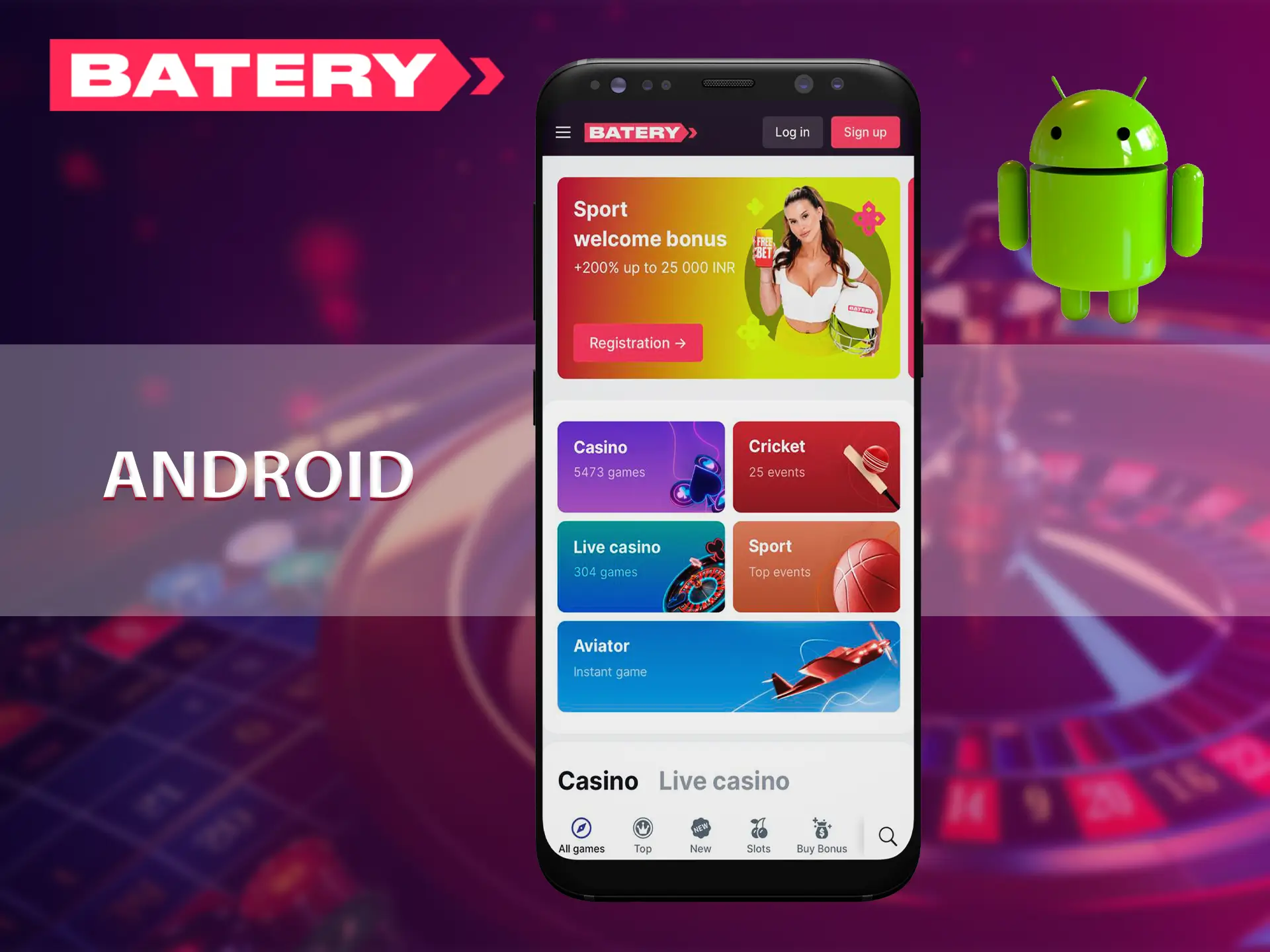Enjoy the game in the Batery mobile app on Android devices.