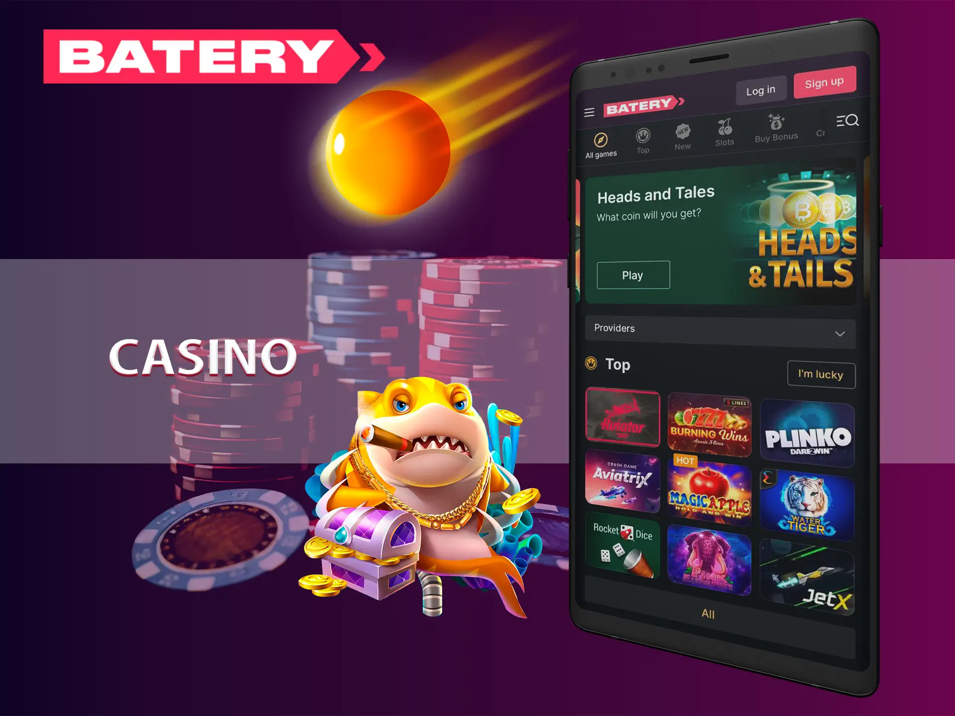 A huge number of games are available at Batery casino.