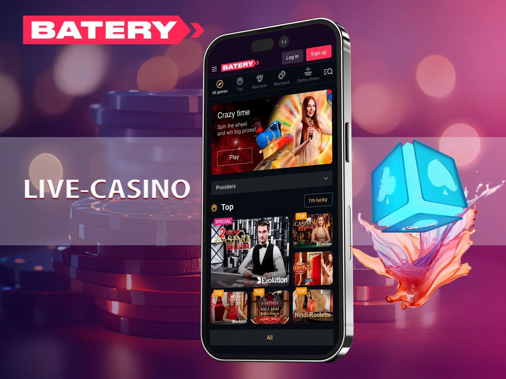 Put your skills to use in card games with Batery Casino dealers.