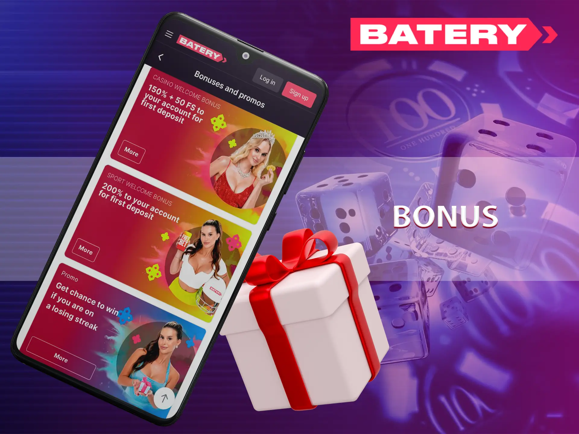Take advantage of the welcome bonus and increase your level of play at Batery Casino.