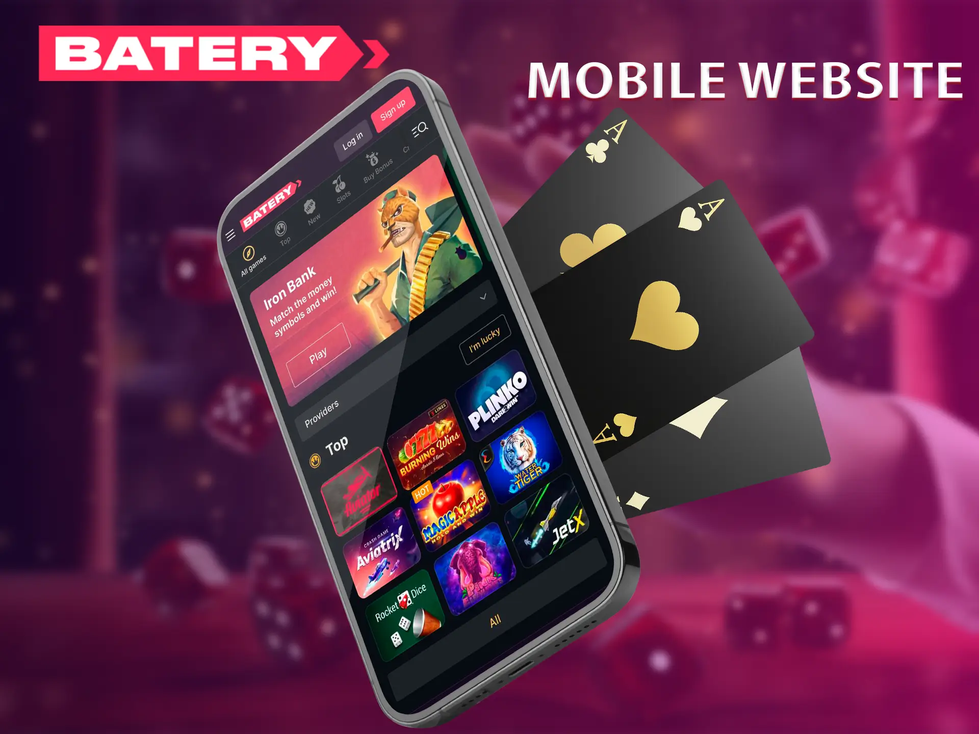 Batery's mobile site adapts perfectly to any mobile device.