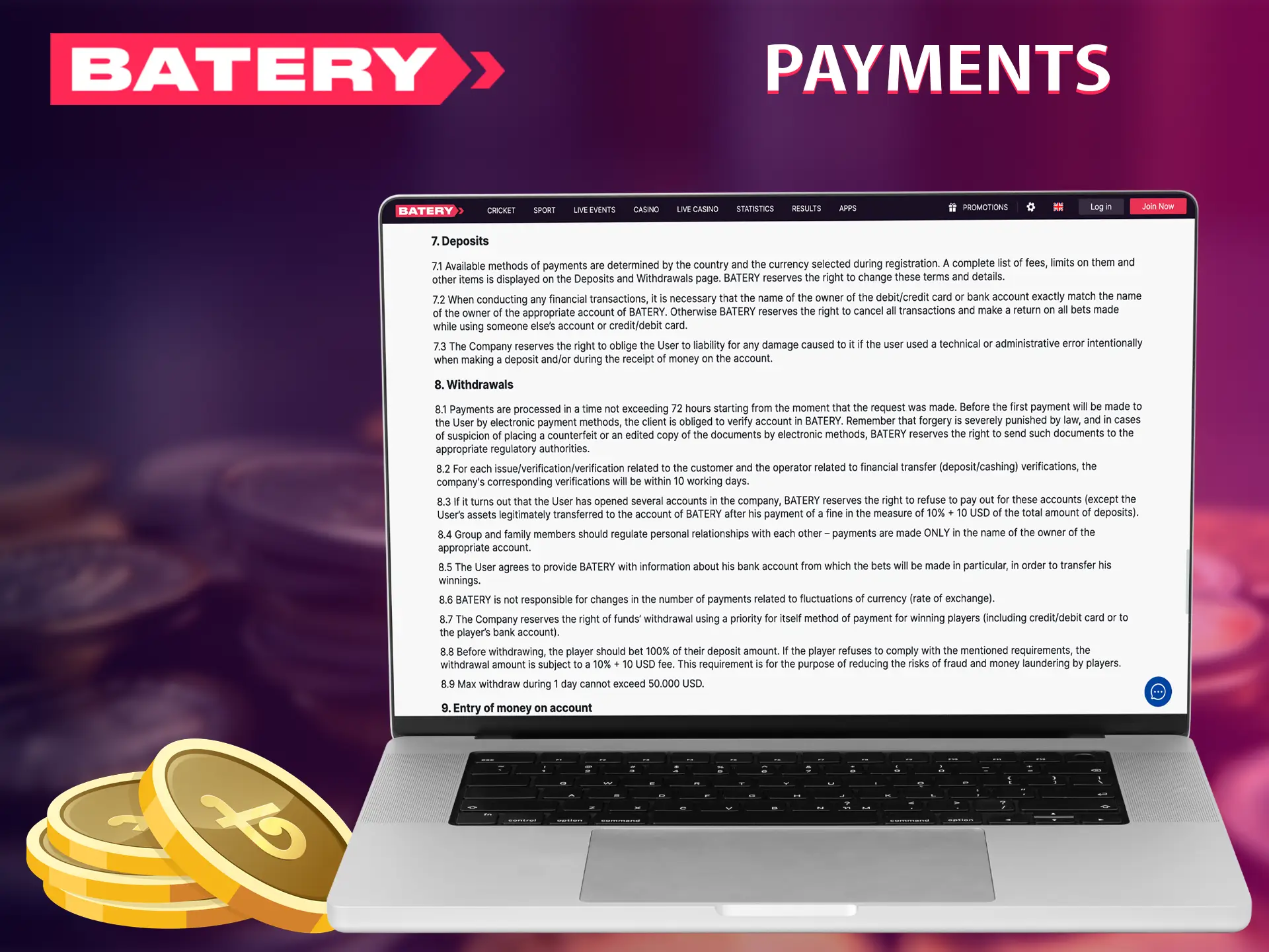 Deposit and withdraw the won money in the way convenient for you and in the currency you need.
