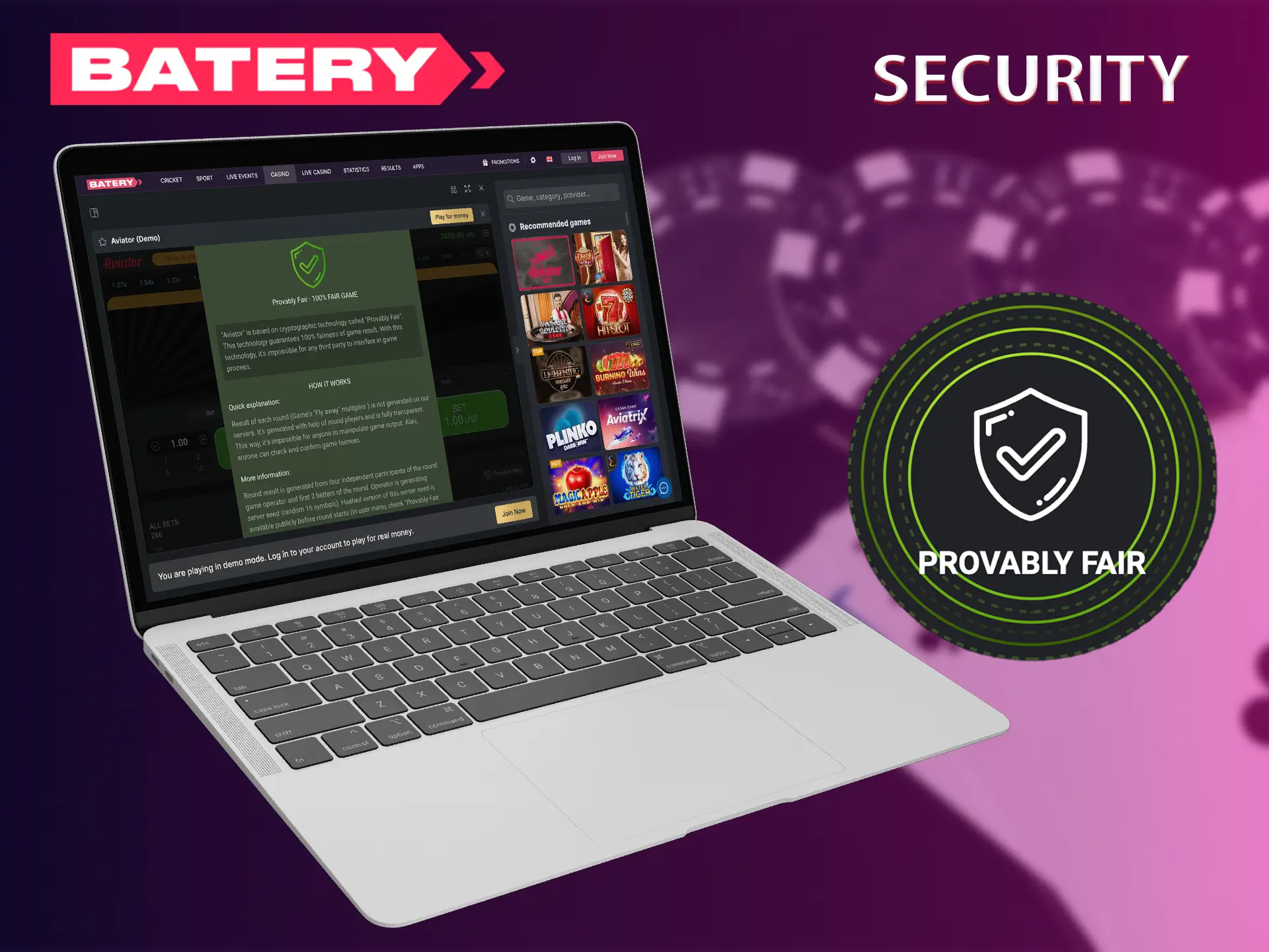Players choose Batery Casino because here you can find transparent statistics and security.