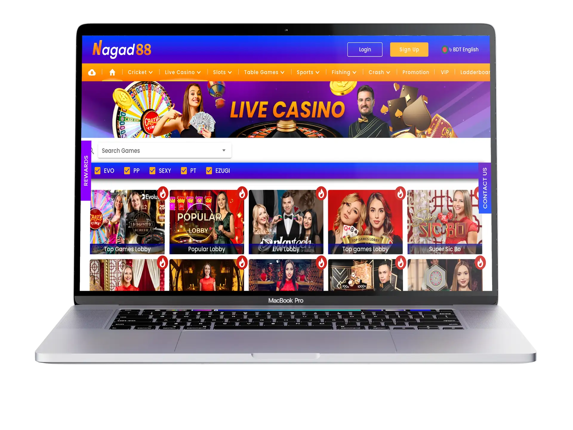 Enjoy the well-designed casino interface on the Nagad88 app and website.