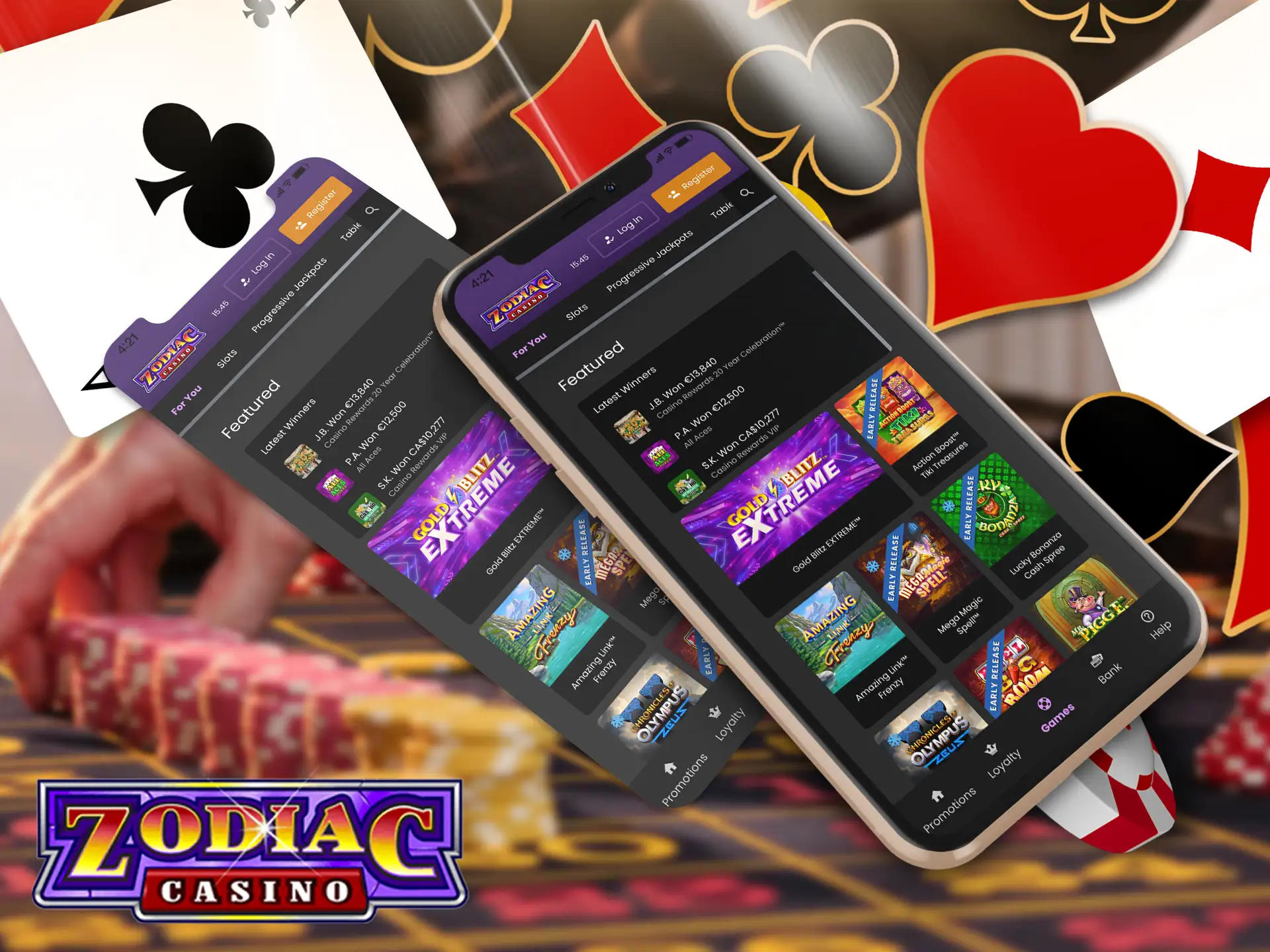 After registration you will receive a link to download the Zodiac Casino app for iOS and Android.
