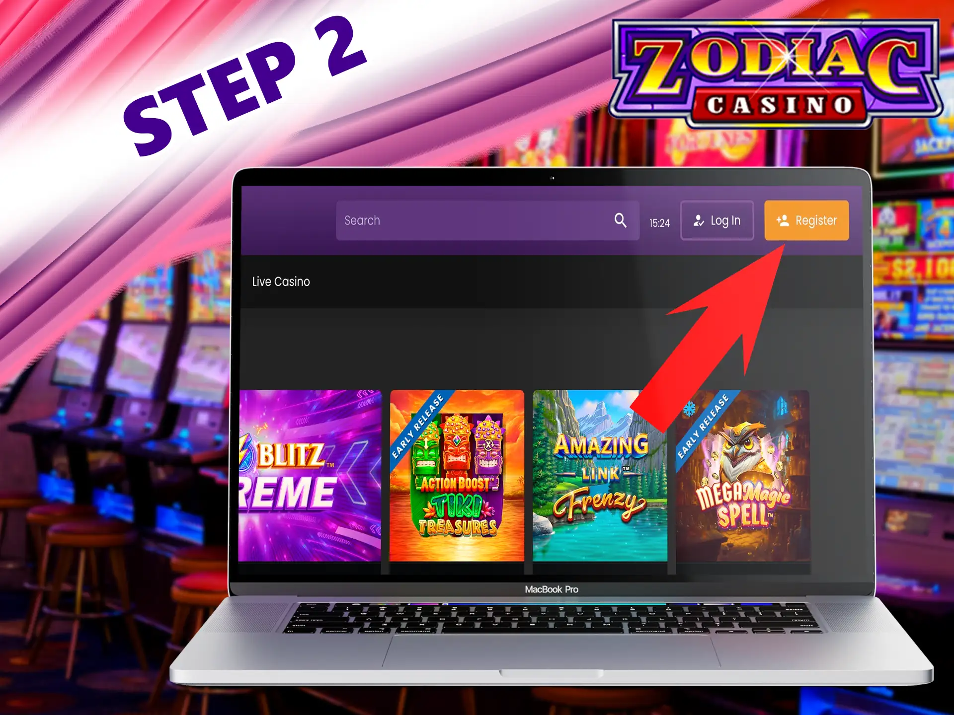 Find the dedicated button at the top of the page and click on it to continue creating an account on the Zodiac Casino platform.
